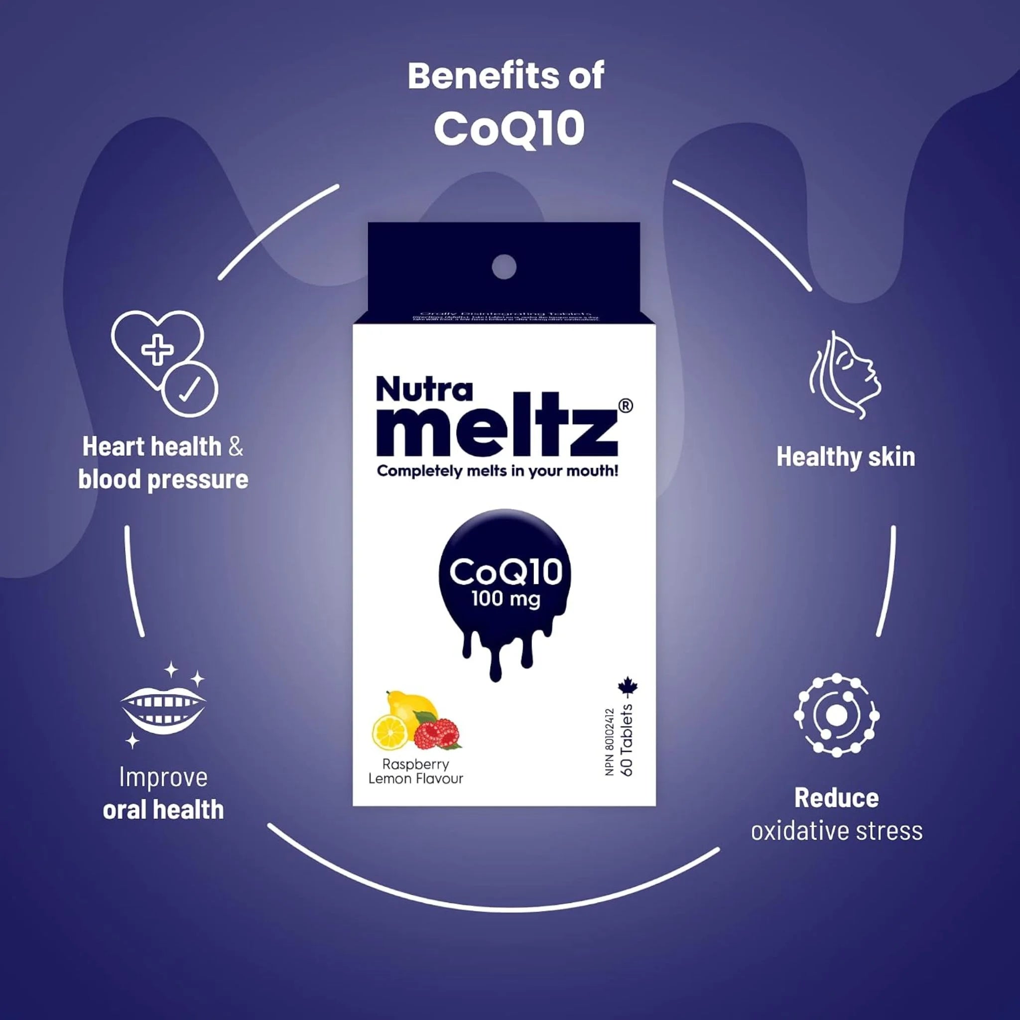 Nutrameltz CoQ10, 100mg 60 Tablets
