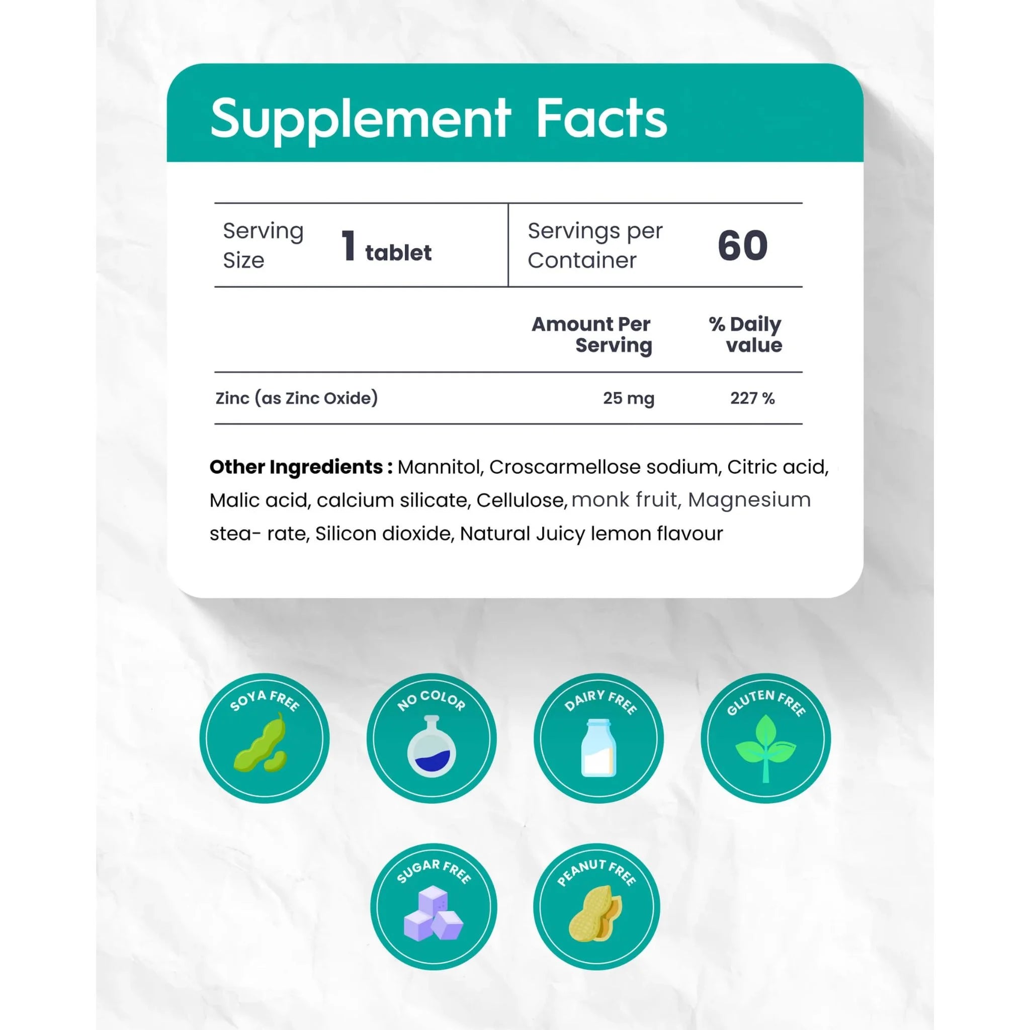 Nutrameltz Zinc 25mg 60 Tablets