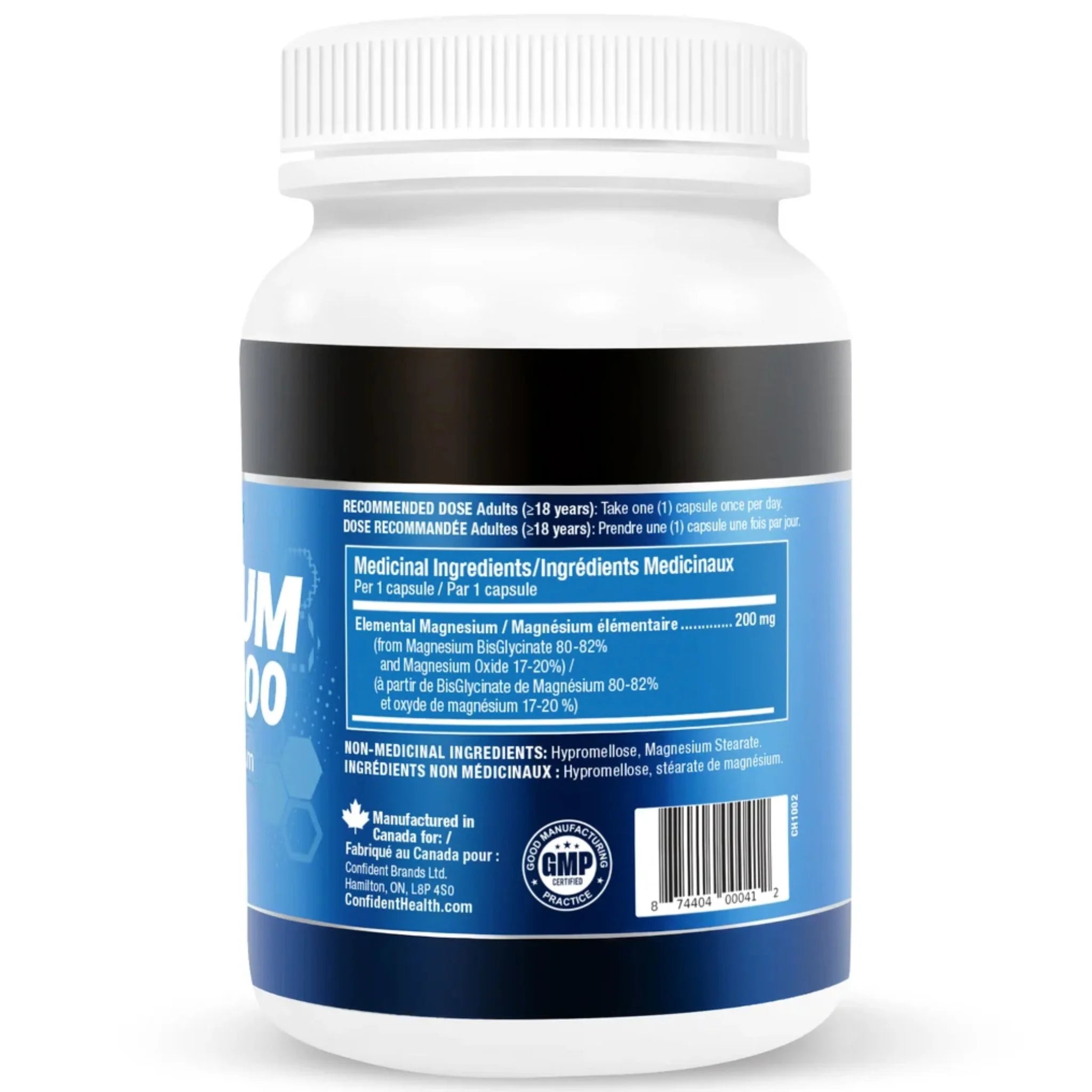 Confident Health Magnesium Bisglycinate 200 120 Vegetarian Capsules