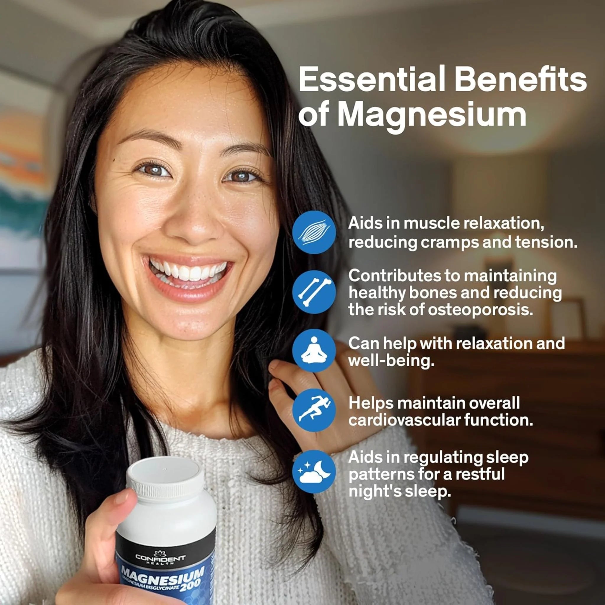 Confident Health Magnesium Bisglycinate 200 240 Vegetarian Capsules