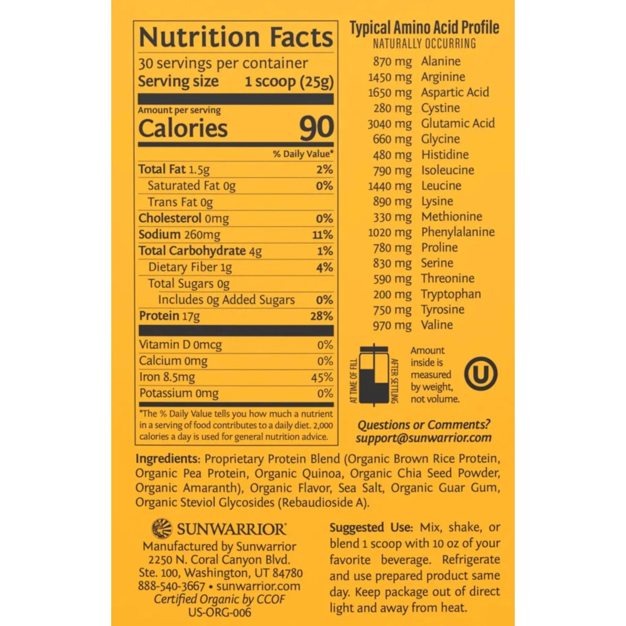 Sunwarrior Classic Plus Protein Vanilla 750g - Nature's Source Inc