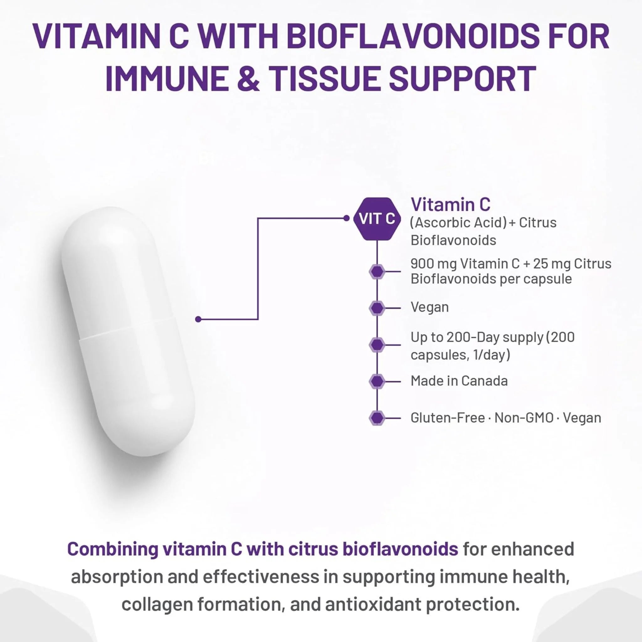 AOR C + Bioflavonoids - 200 Veg Capsules - Nature's Source Inc