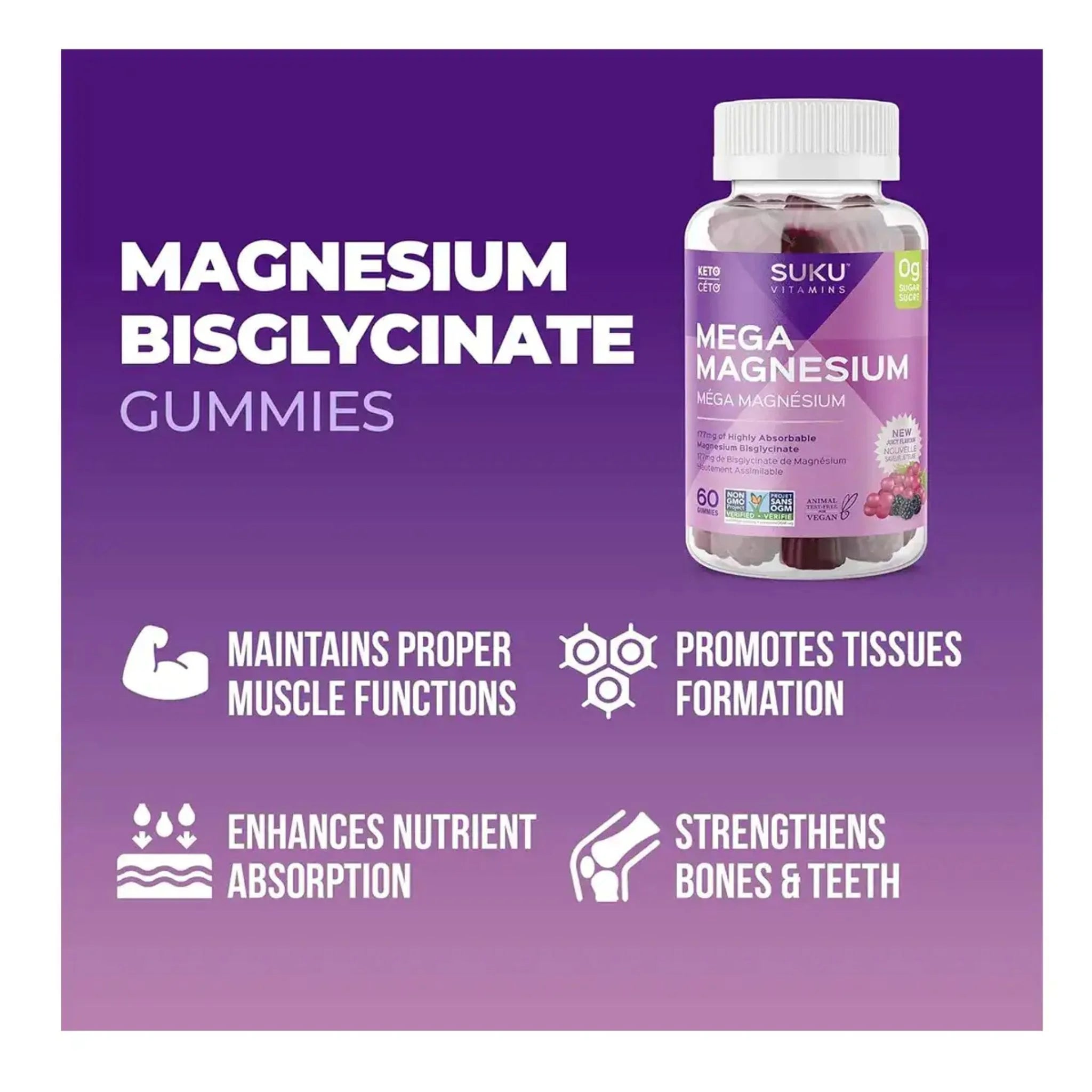 Suku Mega Magnesium 60 Gummies - Nature's Source Inc