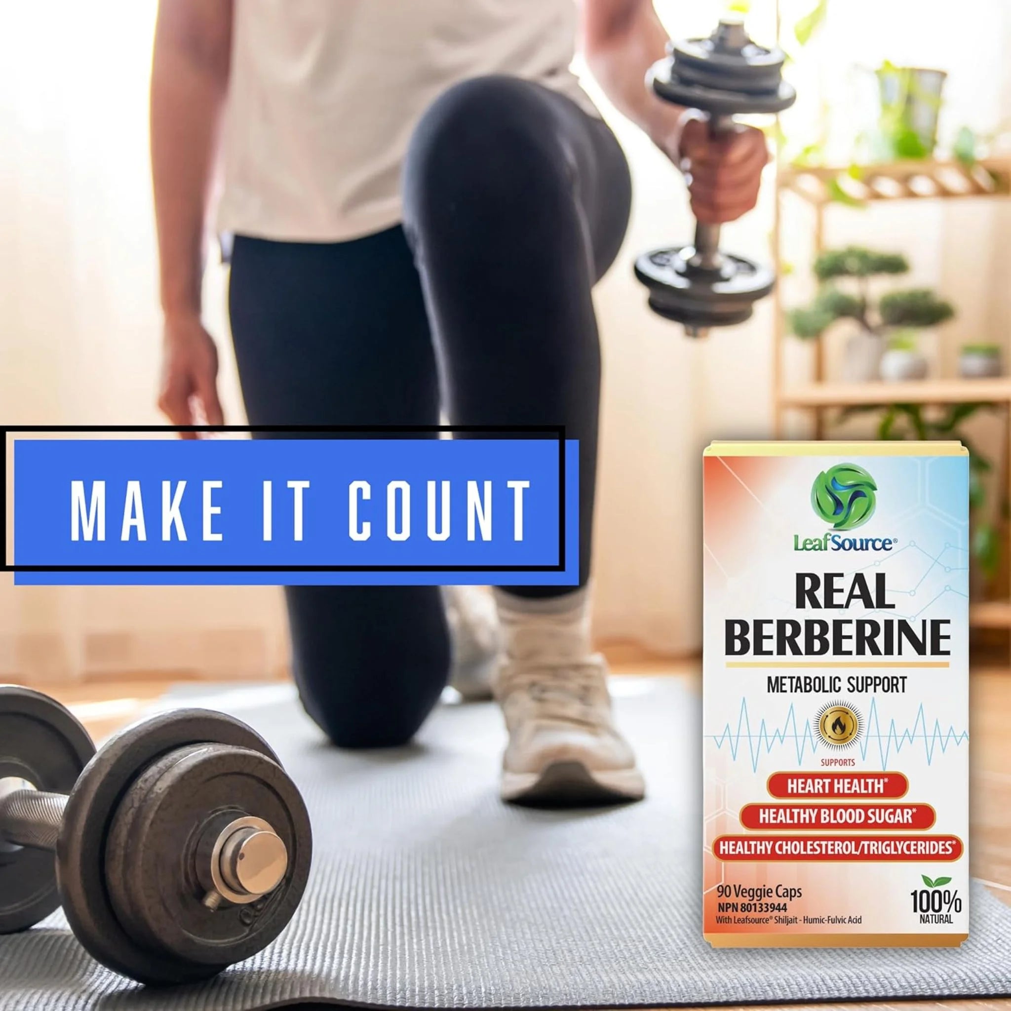 LeafSource Real Berberine Metabolic Support 90 Vegetable Capsules