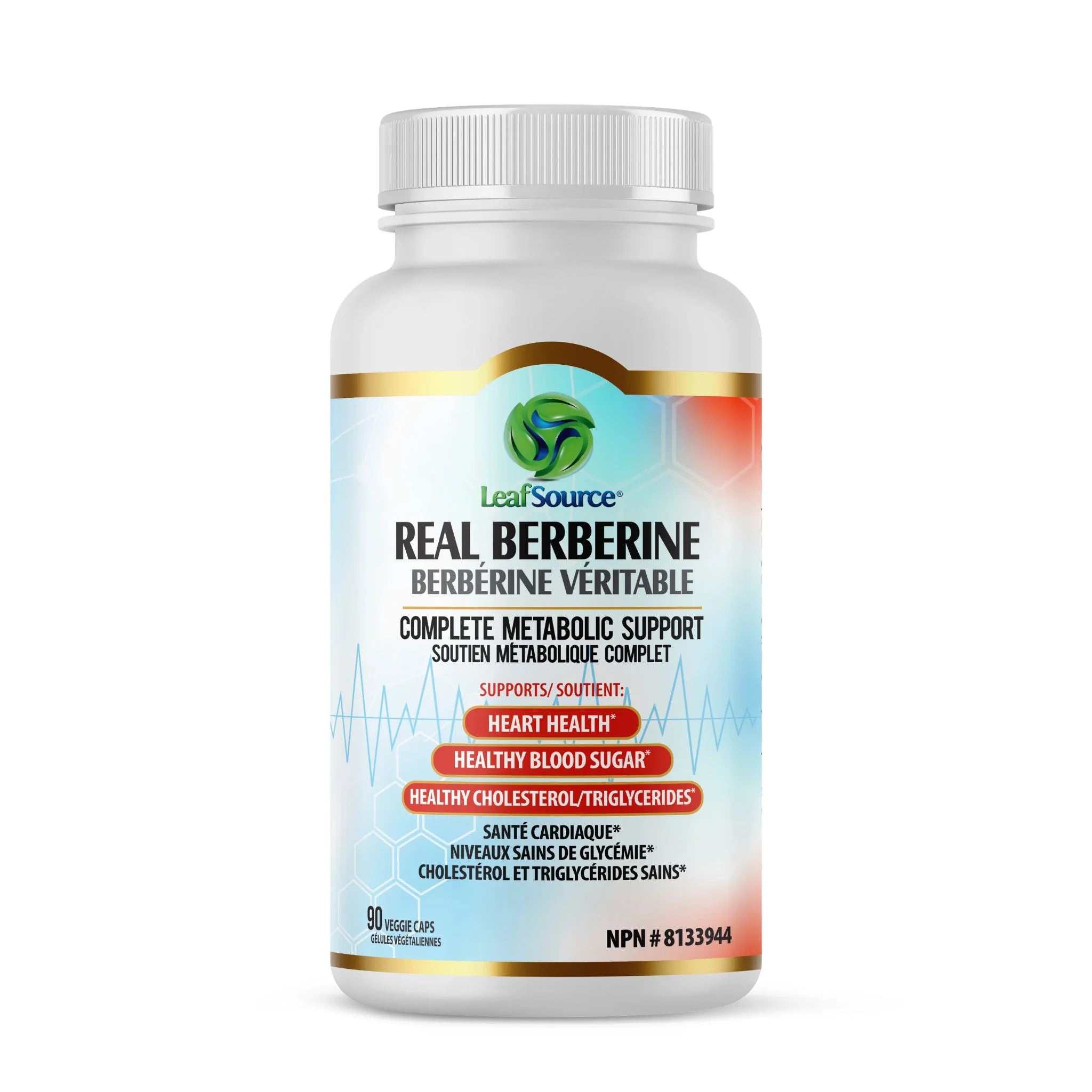 LeafSource Real Berberine Metabolic Support 90 Vegetable Capsules