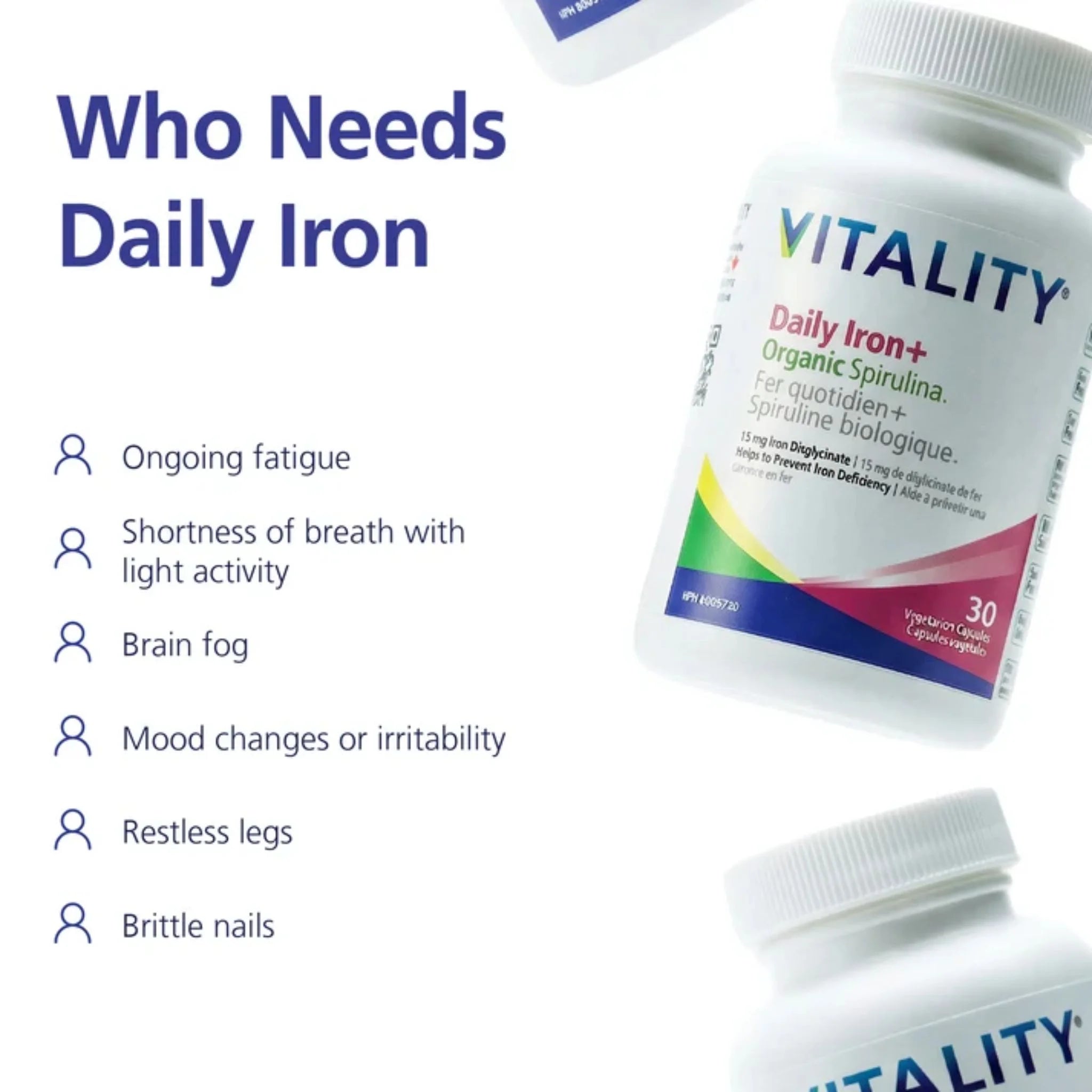 Vitality Daily Iron+Organic Spirulina 30 Capsules