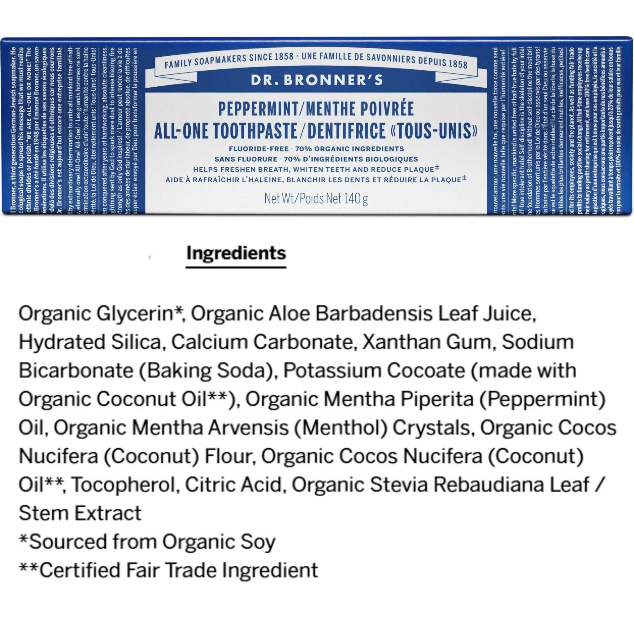 Dr. Bronner's Toothpaste Peppermint 140g