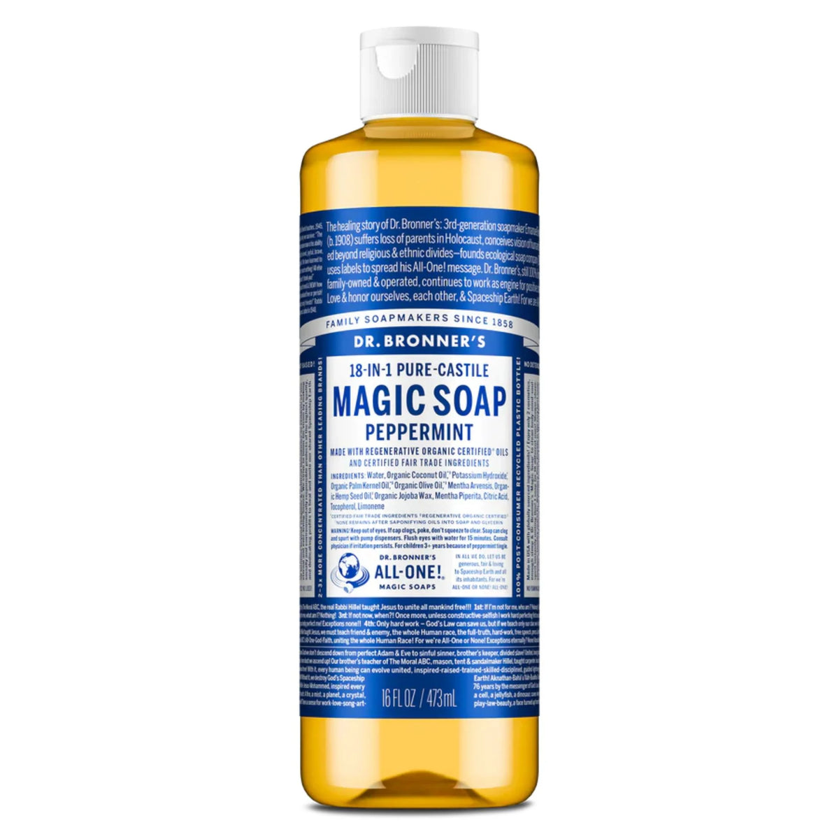 Dr. Bronner's Lotion Pure Castile Soap Peppermint 473ml