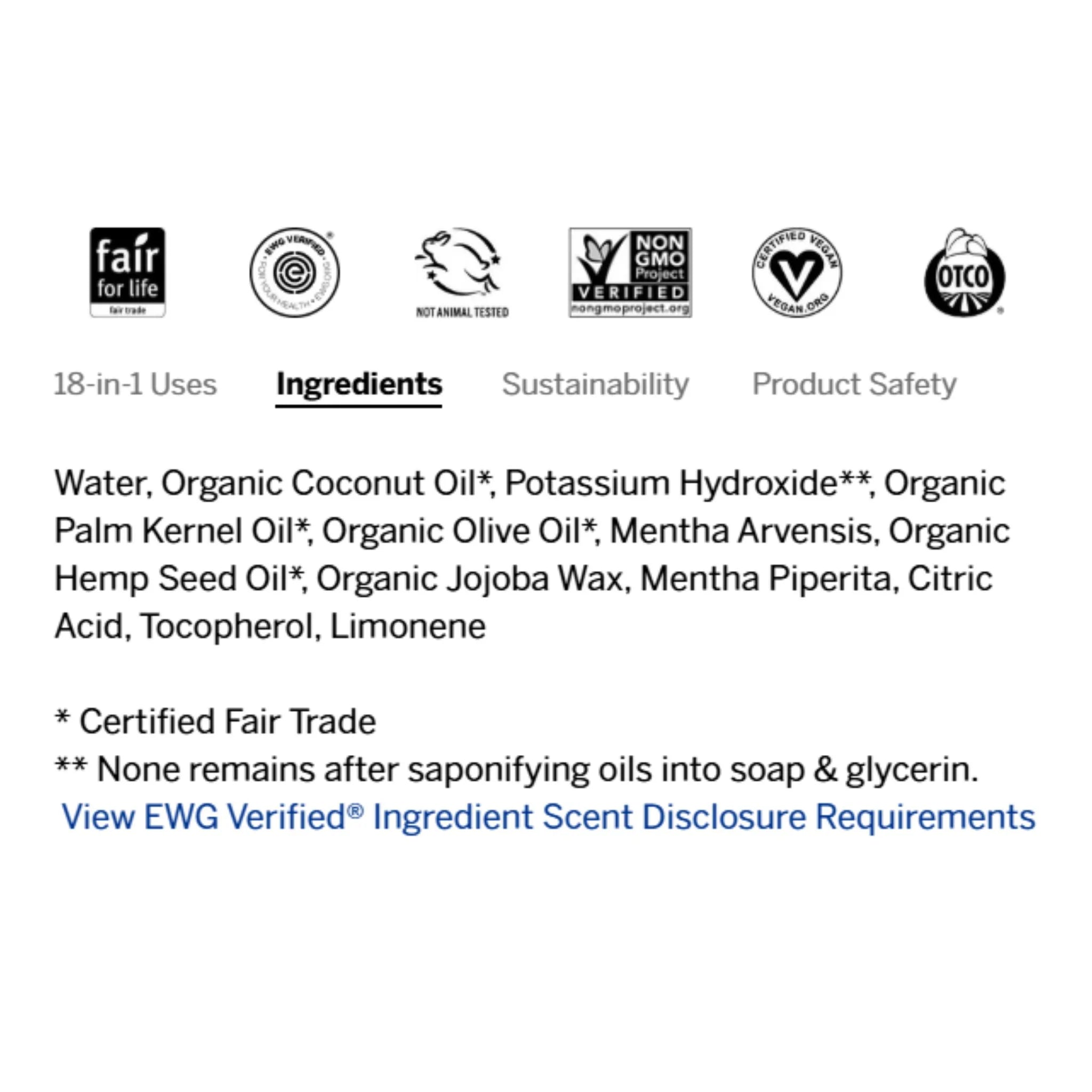 Dr. Bronner's Pure Castile Soap Peppermint 946ml - Nature's Source Inc