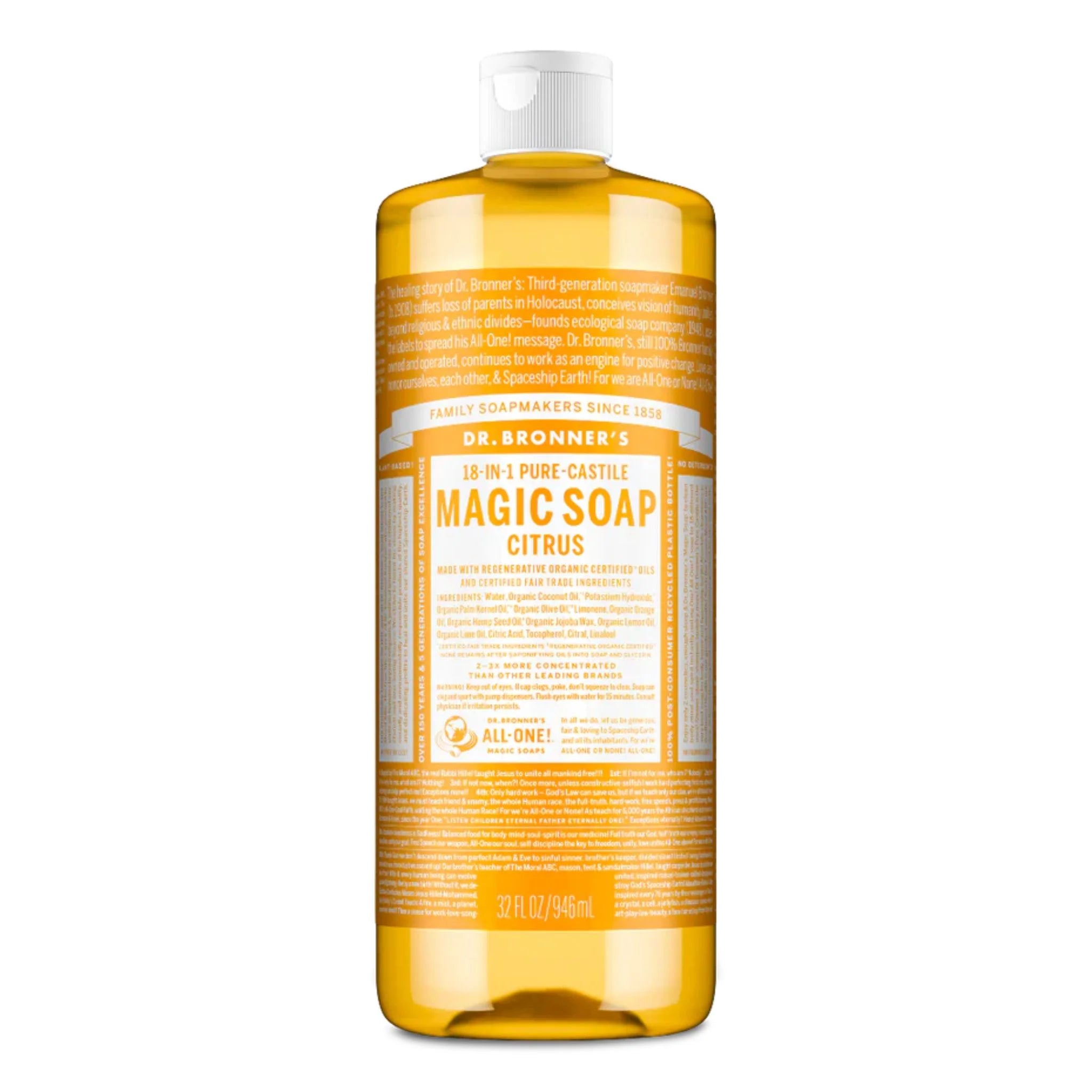 Dr. Bronner's Pure Castile Soap Citrus Orange 946ml - Nature's Source Inc