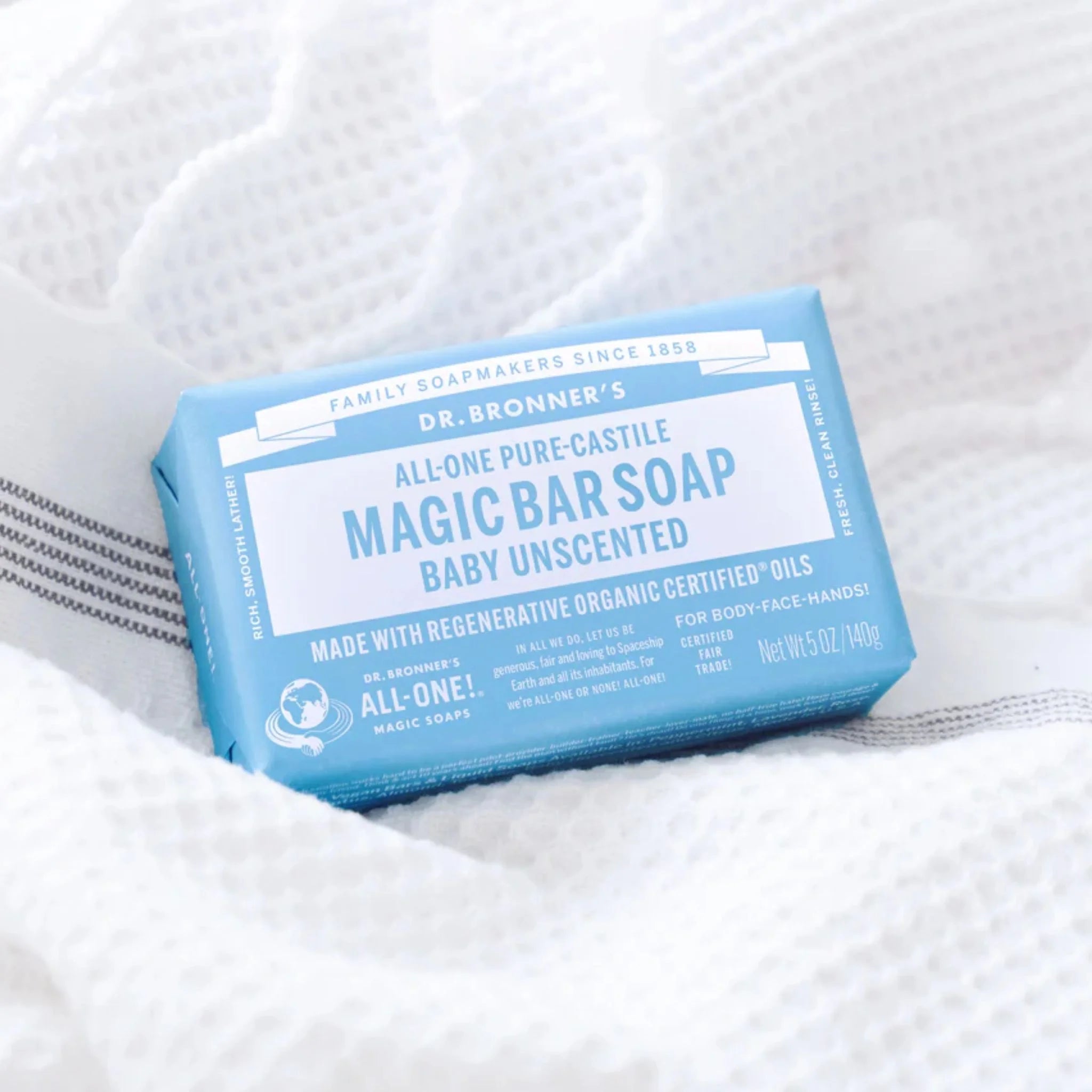 Dr. Bronner's Pure Castille Baby Bar Soap Mild  Unscented 140g