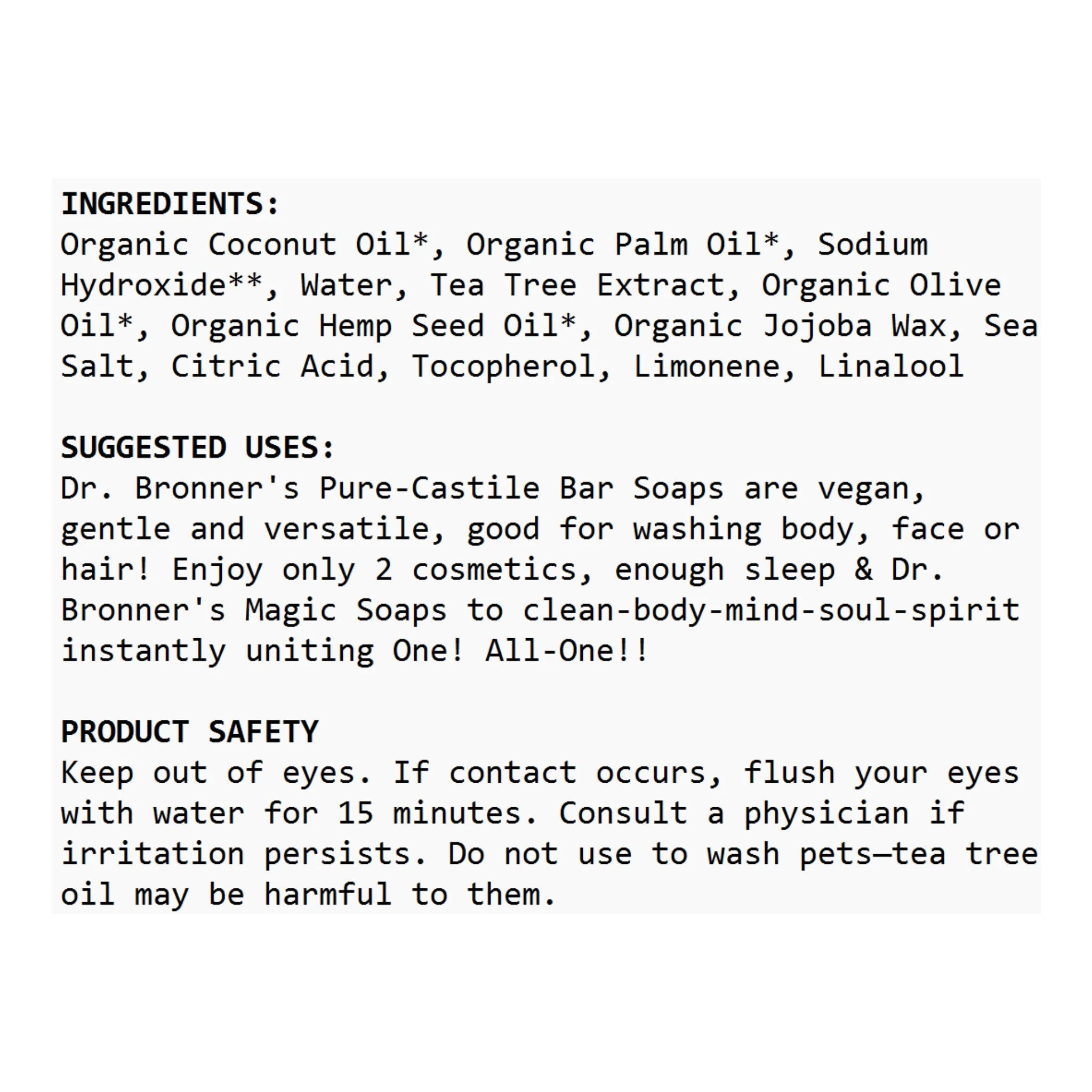Dr. Bronner's Pure Castille Tea Tree 140g