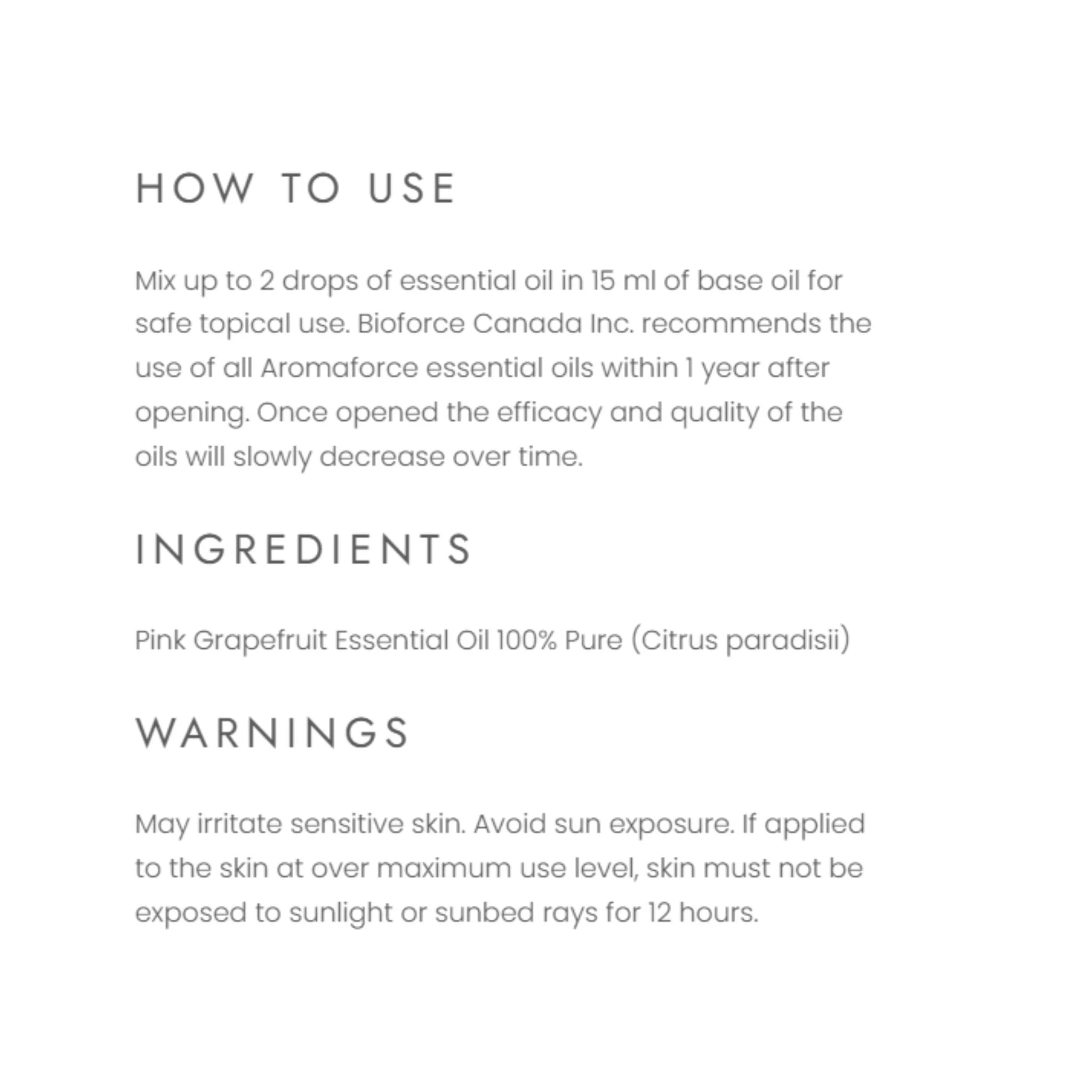 Aromaforce Grapefruit Essential Oil 15ml - Nature's Source Inc