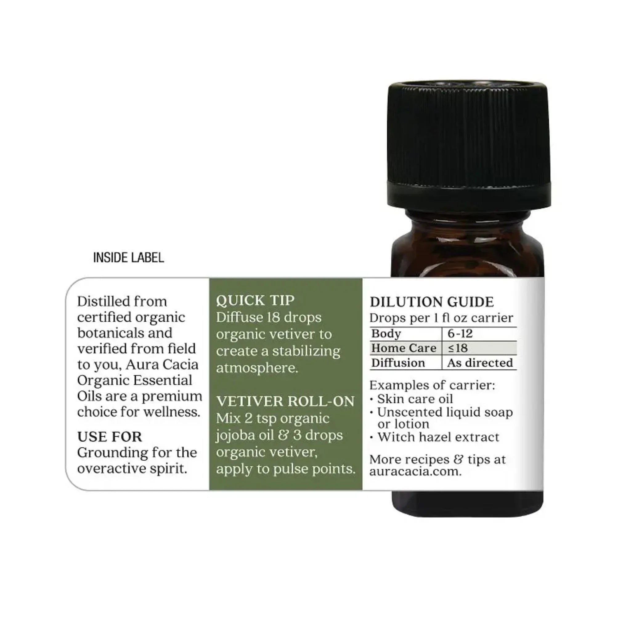 Aura Cacia Organic Vetiver Essential Oil 7.4ml