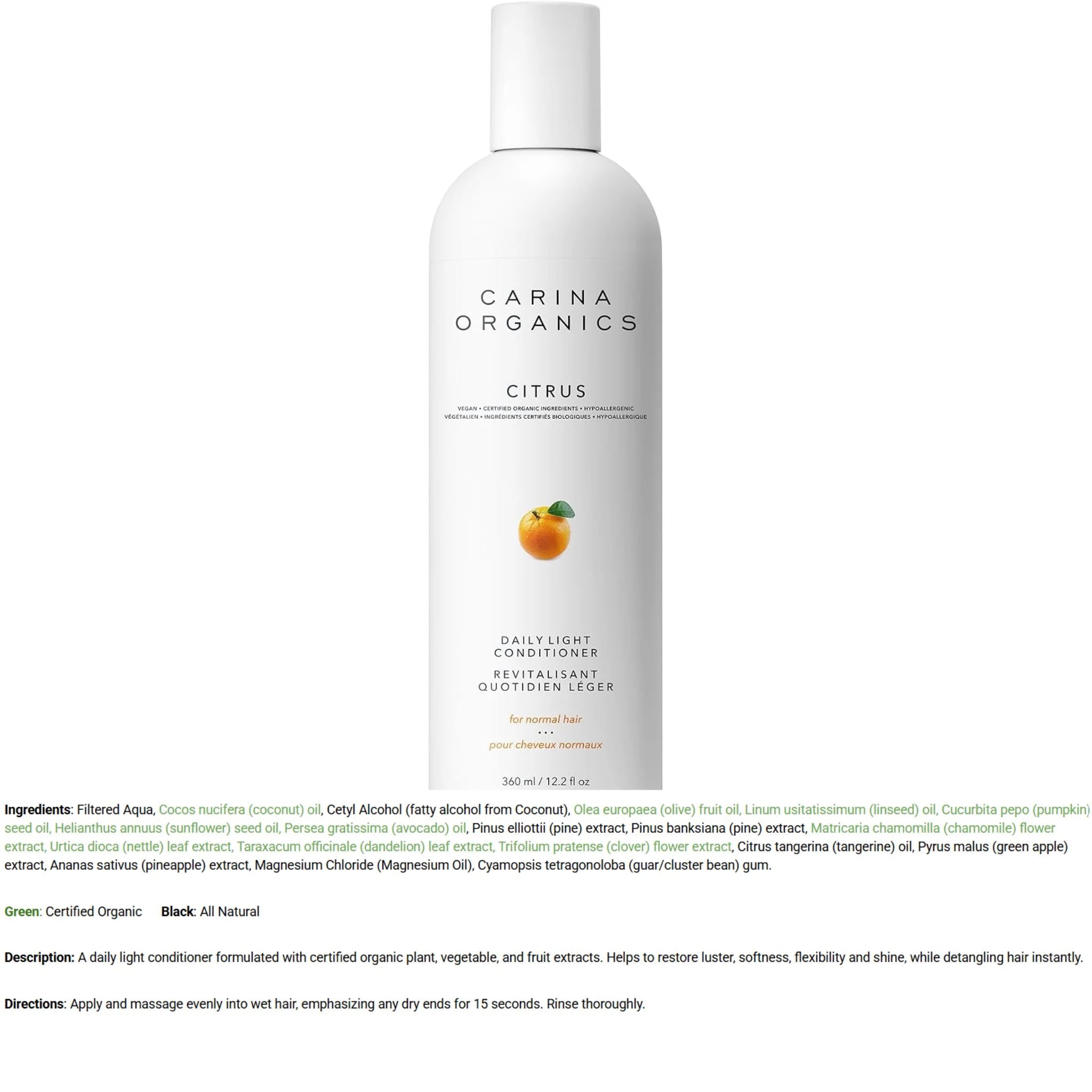 Carina Organics Citrus Daily Light Conditioner - 360ml