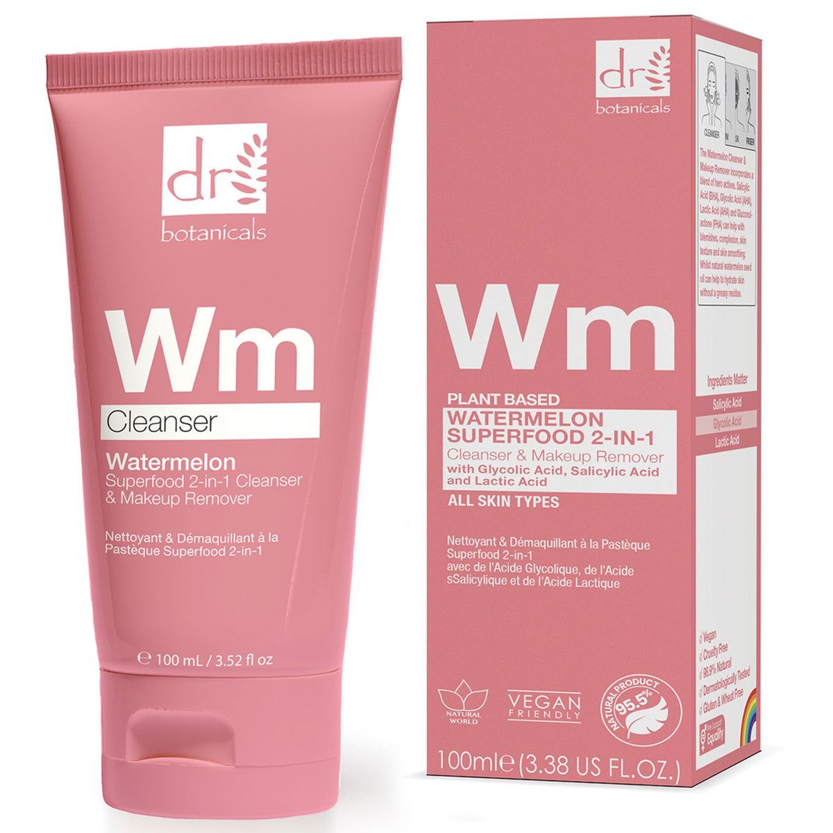 Dr Botanicals Watermelon Superfood 2 - in - 1 Cleanser & Makeup Remover 100ml - Nature's Source Inc