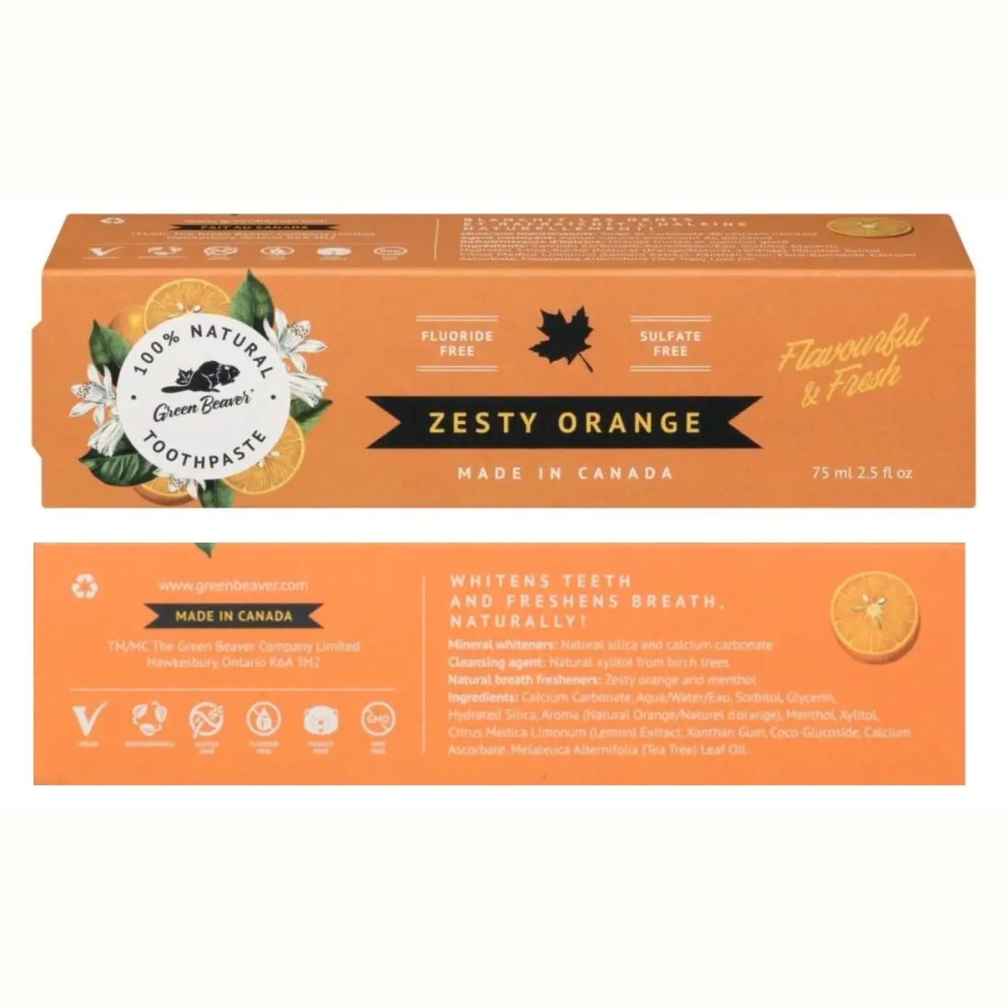 The Green Beaver Company Zesty Orange Natural Toothpaste 75ml