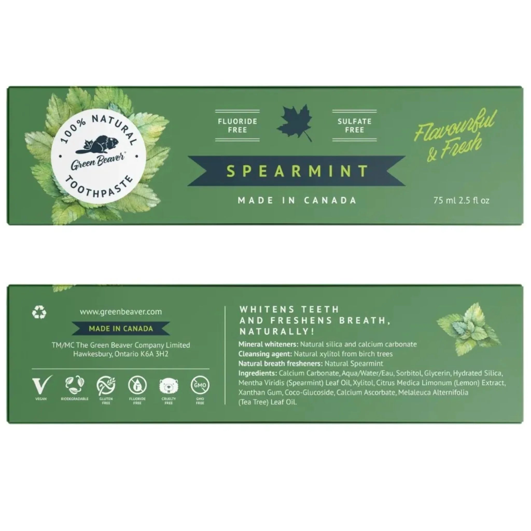 The Green Beaver Company Spearmint Toothpaste 75 ml