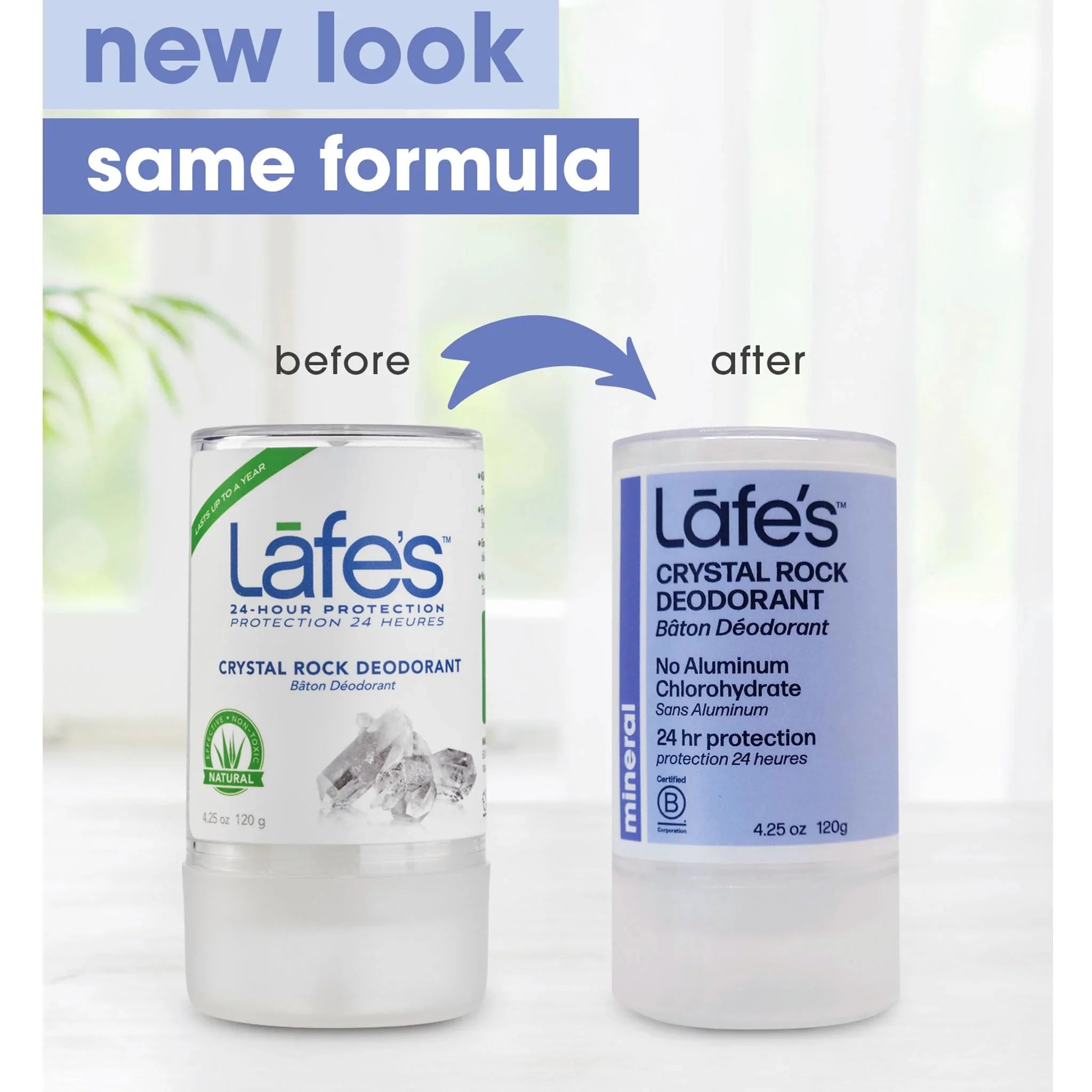 Lafe's Body Care Natural Crystal Rock Push-Up Stick Deodorant - 120g