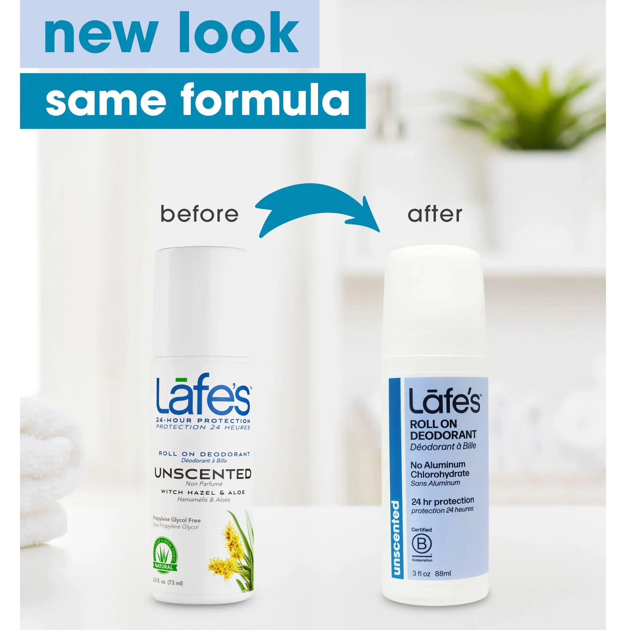 Lafe's Body Care All Natural Unscented Roll-On Deodorant 71g