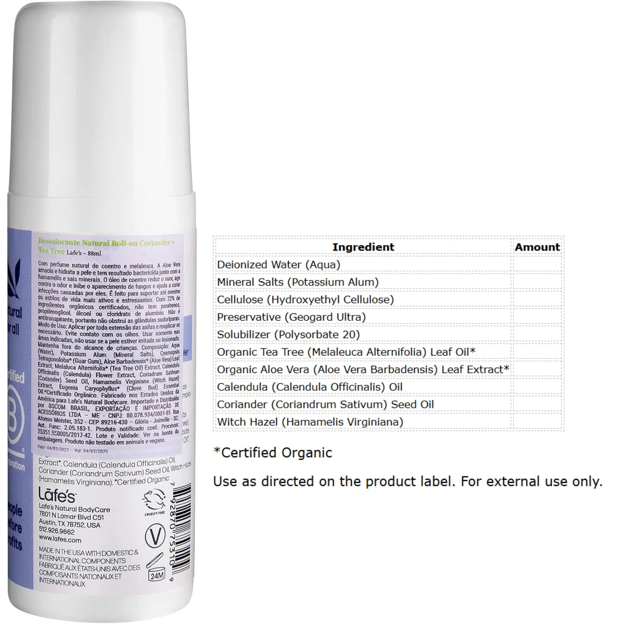 Lafe's Body Care All Natural Extra-Strength Roll-On Deodorant 71g
