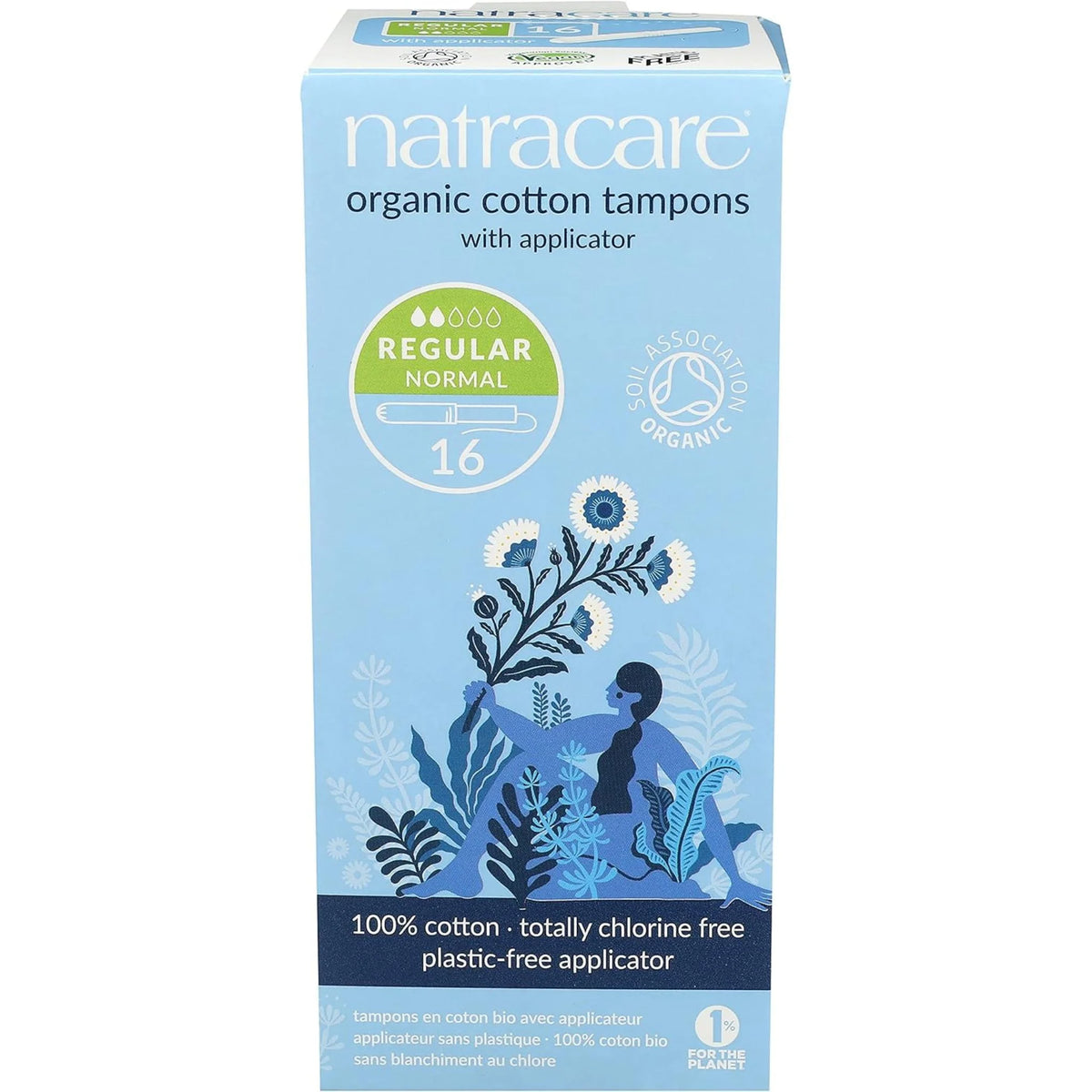 Natracare Regular Organic Cotton Tampons with Applicator (16 Counts)