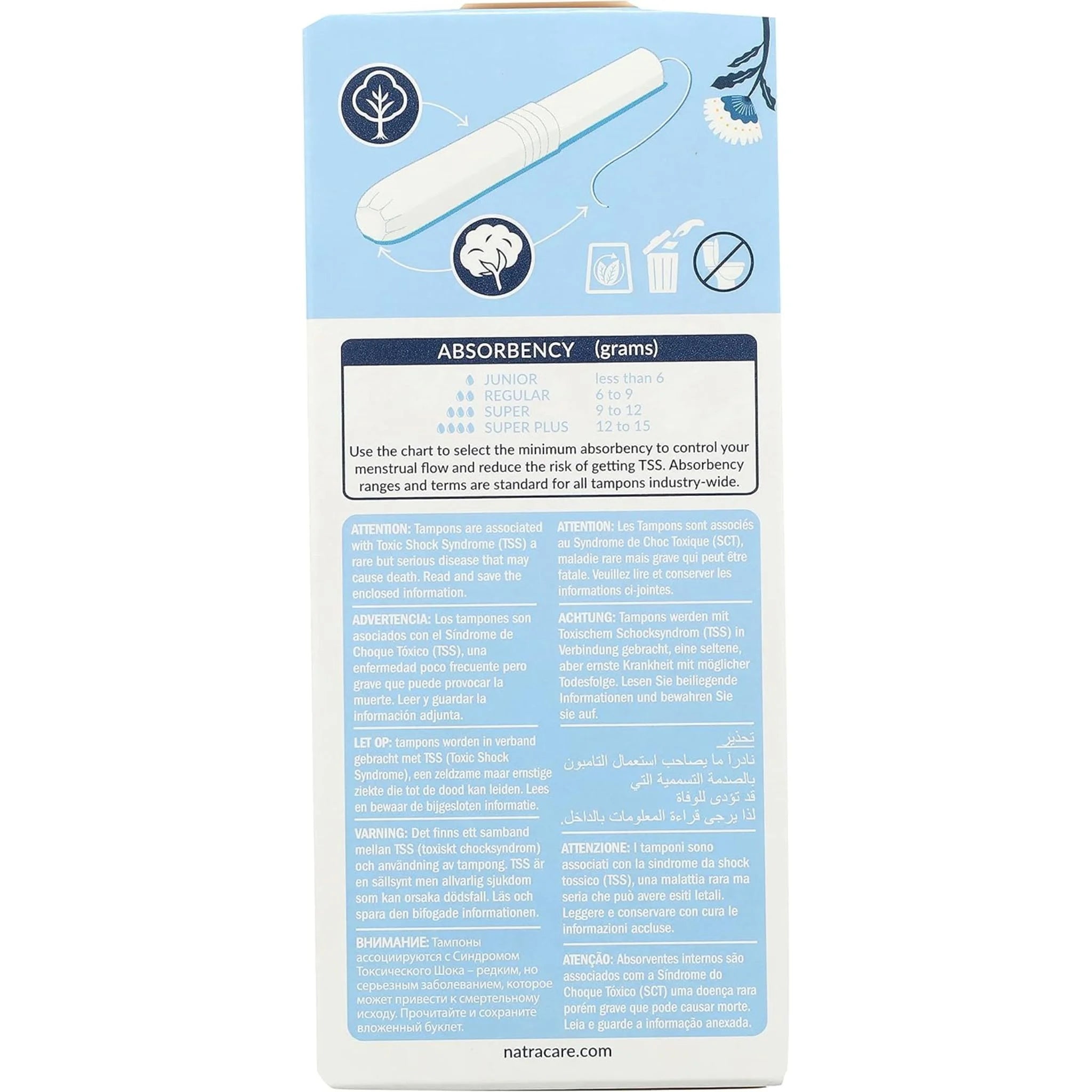 Natracare Regular Organic Cotton Tampons with Applicator (16 Counts)