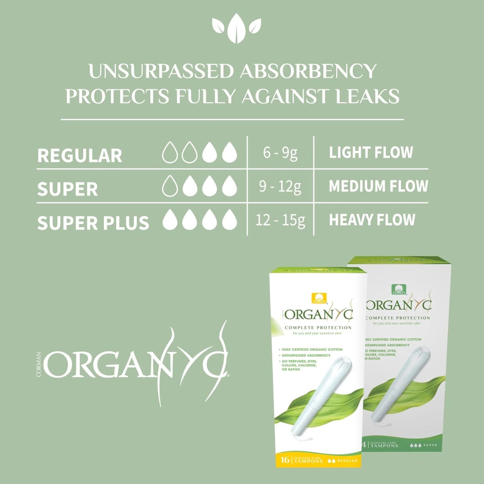 Organyc 100% Organic Cotton Tampons with Applicator (Super Heavy Flow) - 14 Pieces
