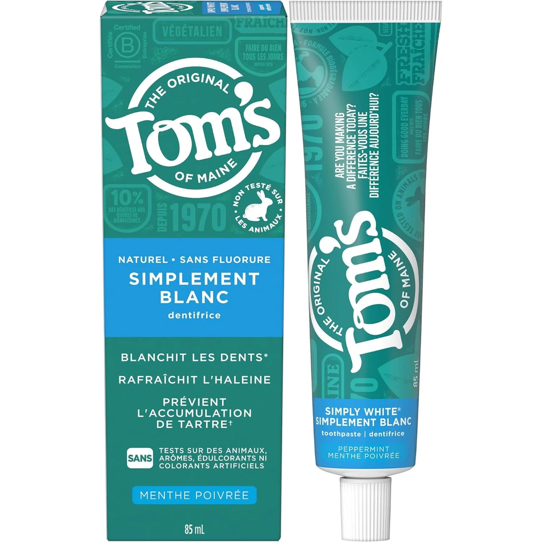 Tom's Simply White Toothpaste Peppermint 85ml