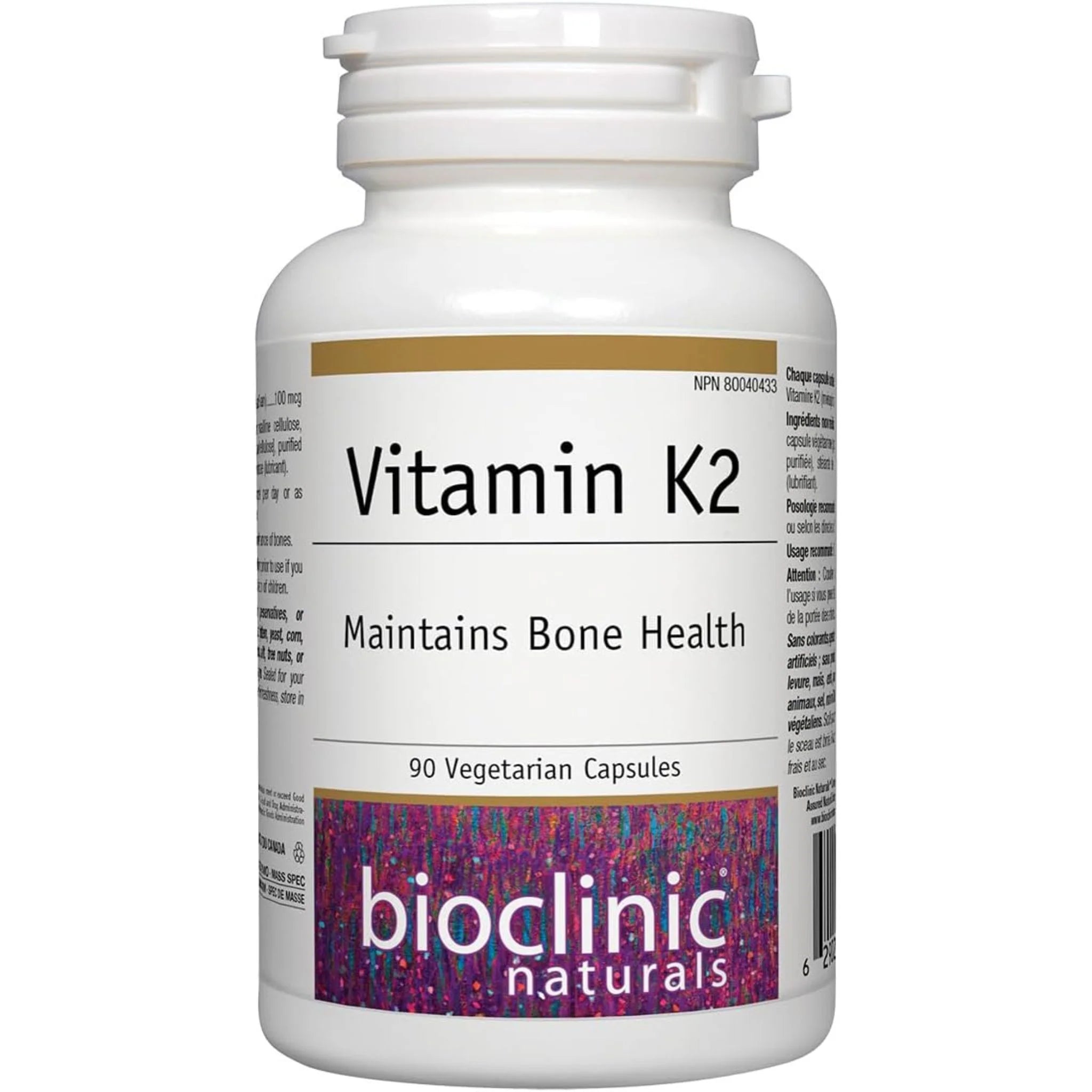 Bioclinic Naturals Vitamin K2, 100 mcg 90 Vegan Capsules - Nature's Source Inc