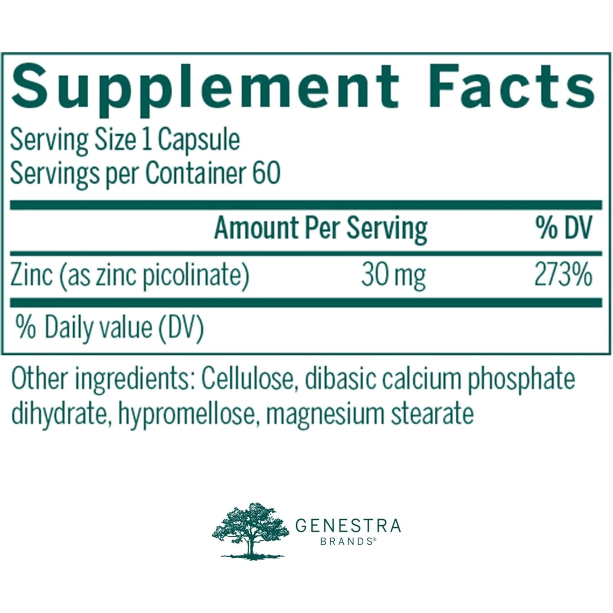 Genestra Brands Zinc Picolinate Formula 60c - Nature's Source Inc