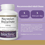 Bioclinic Naturals Magnesium Bisglycinate 200mg 120 Vegetarian Capsules - Nature's Source Inc