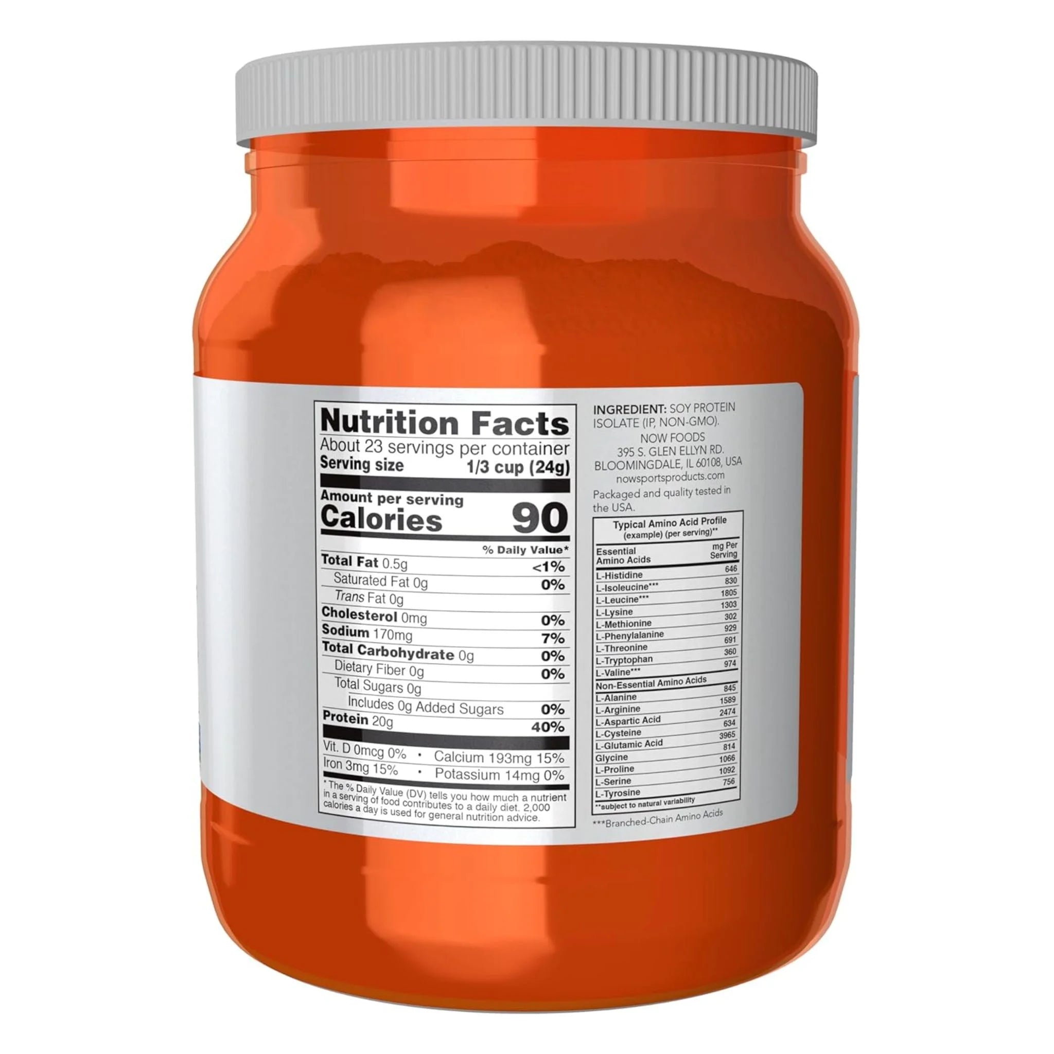NOW Soy Protein Isolate Unflavoured 544g - Nature's Source Inc