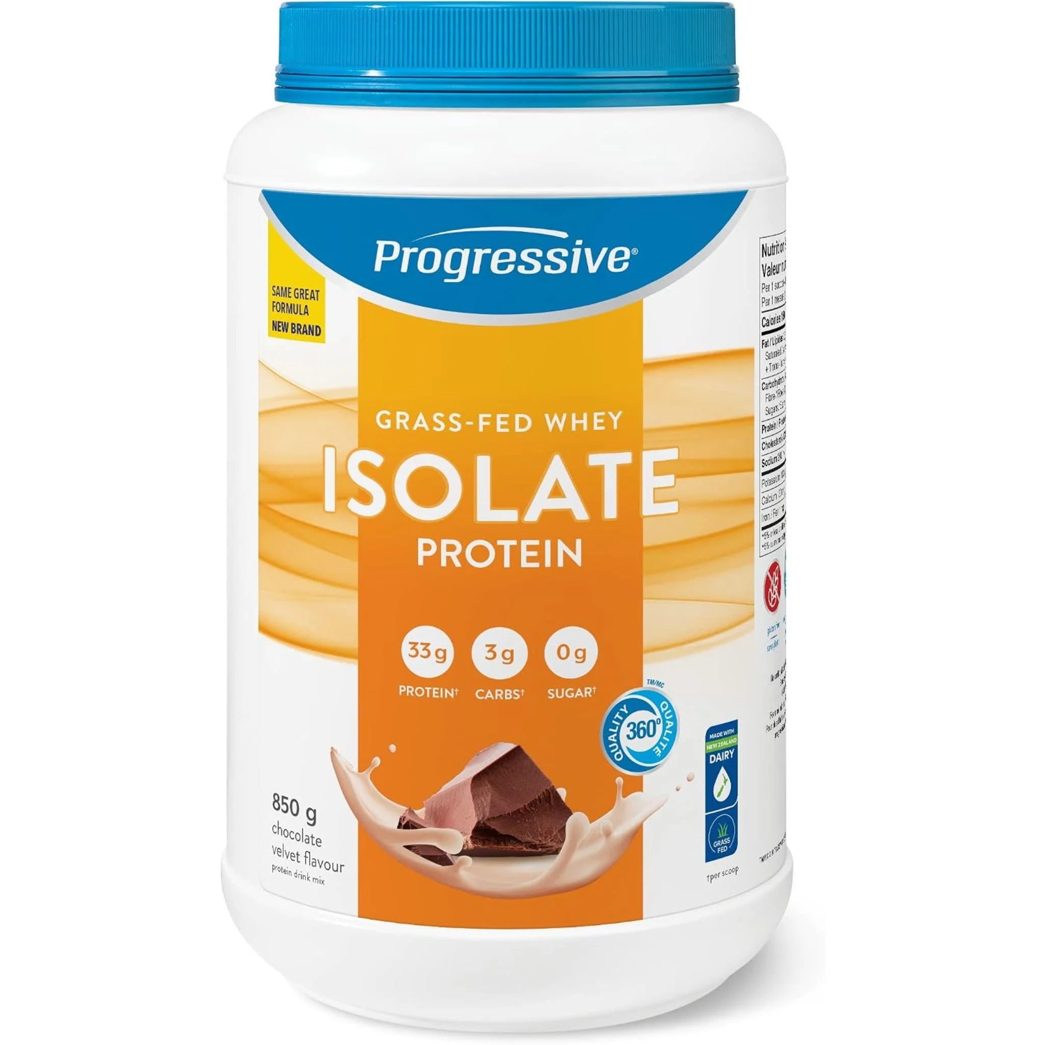Progressive Grass Fed Whey Isolate Chocolate 850g - Nature's Source Inc