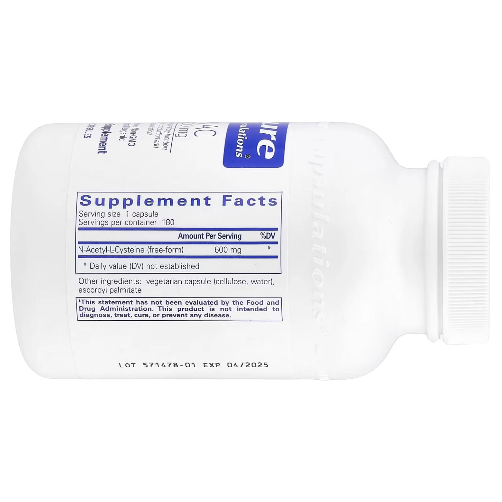 Pure Encapsulations NAC 600mg 180 Veg-Caps - Nature's Source Inc