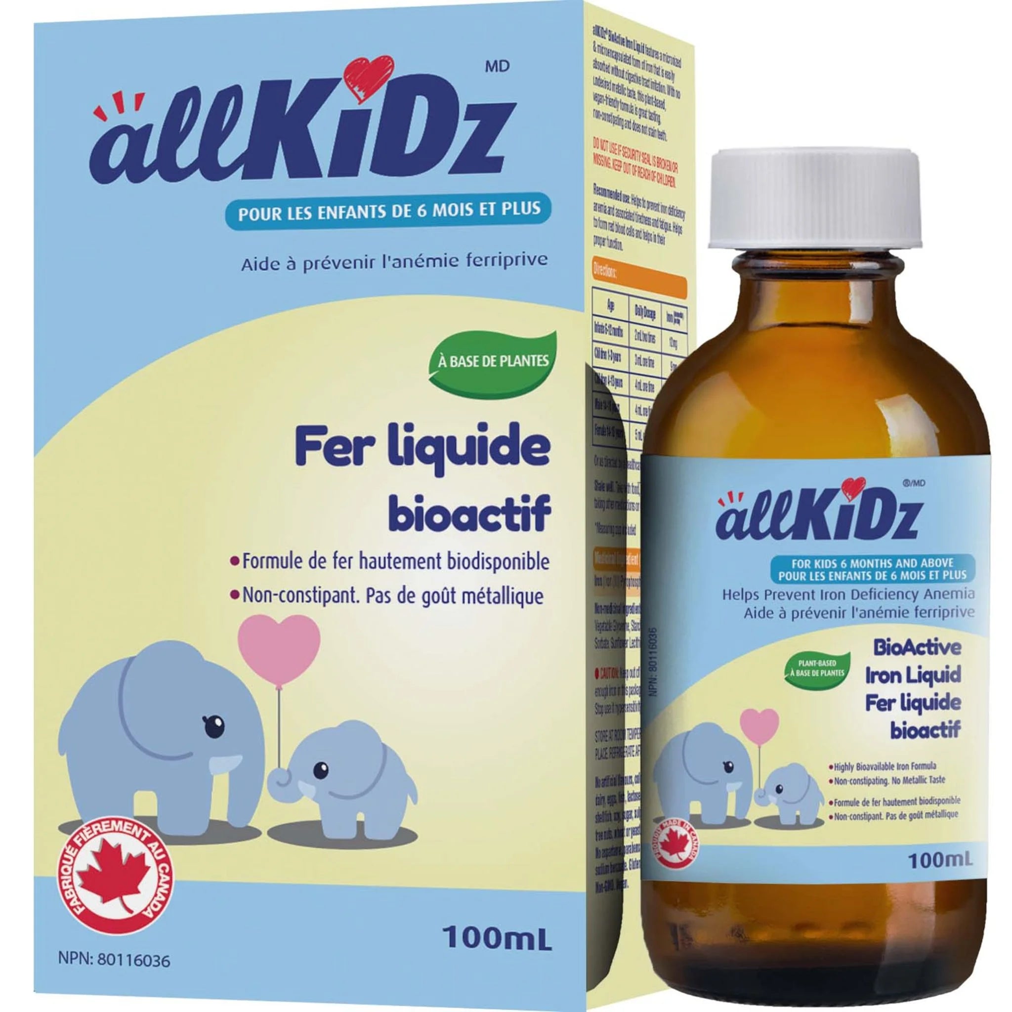 Allkidz Naturals BioActive Iron Liquid 100ml - Nature's Source Inc