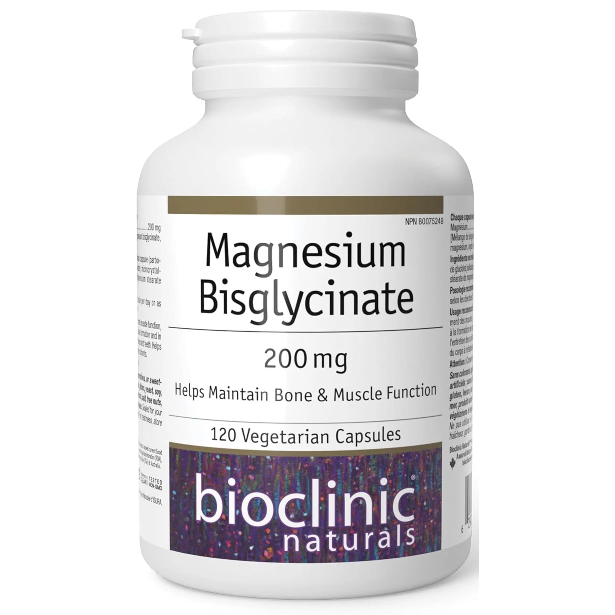 Bioclinic Naturals Magnesium Bisglycinate 200mg 120 Vegetarian Capsules - Nature's Source Inc