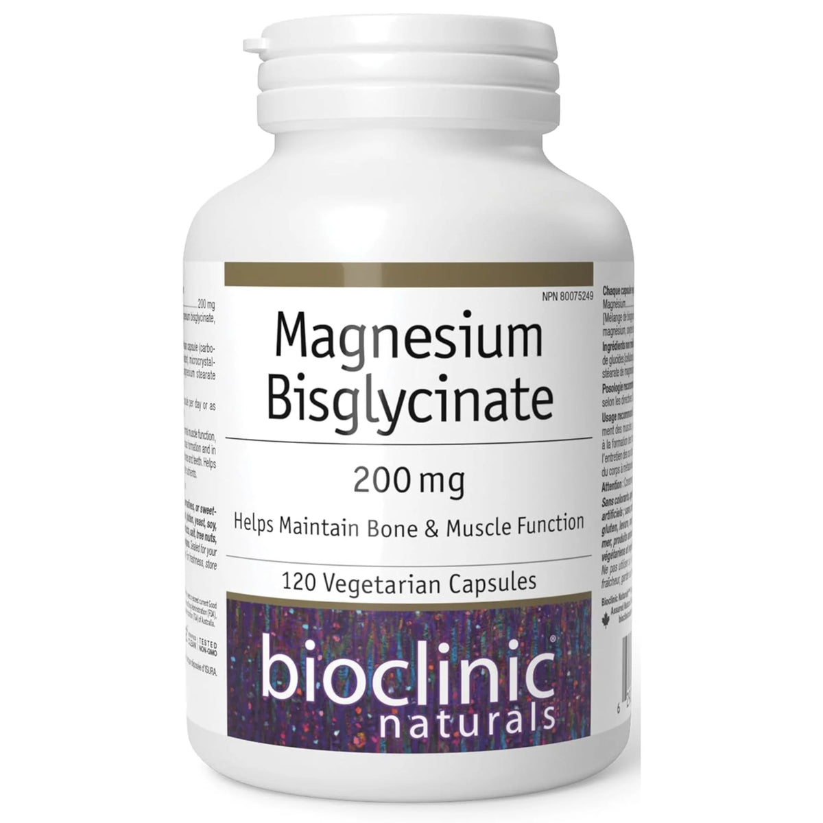 Bioclinic Naturals Magnesium Bisglycinate 200mg 120 Vegetarian Capsules - Nature's Source Inc