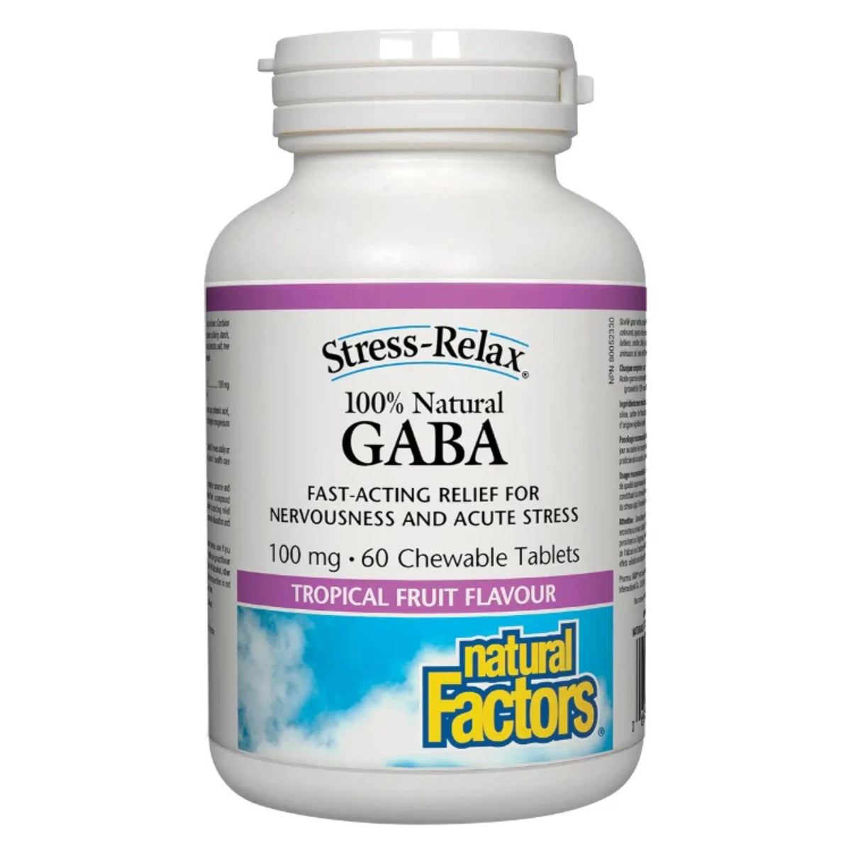 Natural Factors GABA Stress-Relax 100mg Tropical Fruit 60 Chewable Tablets - Nature's Source Inc