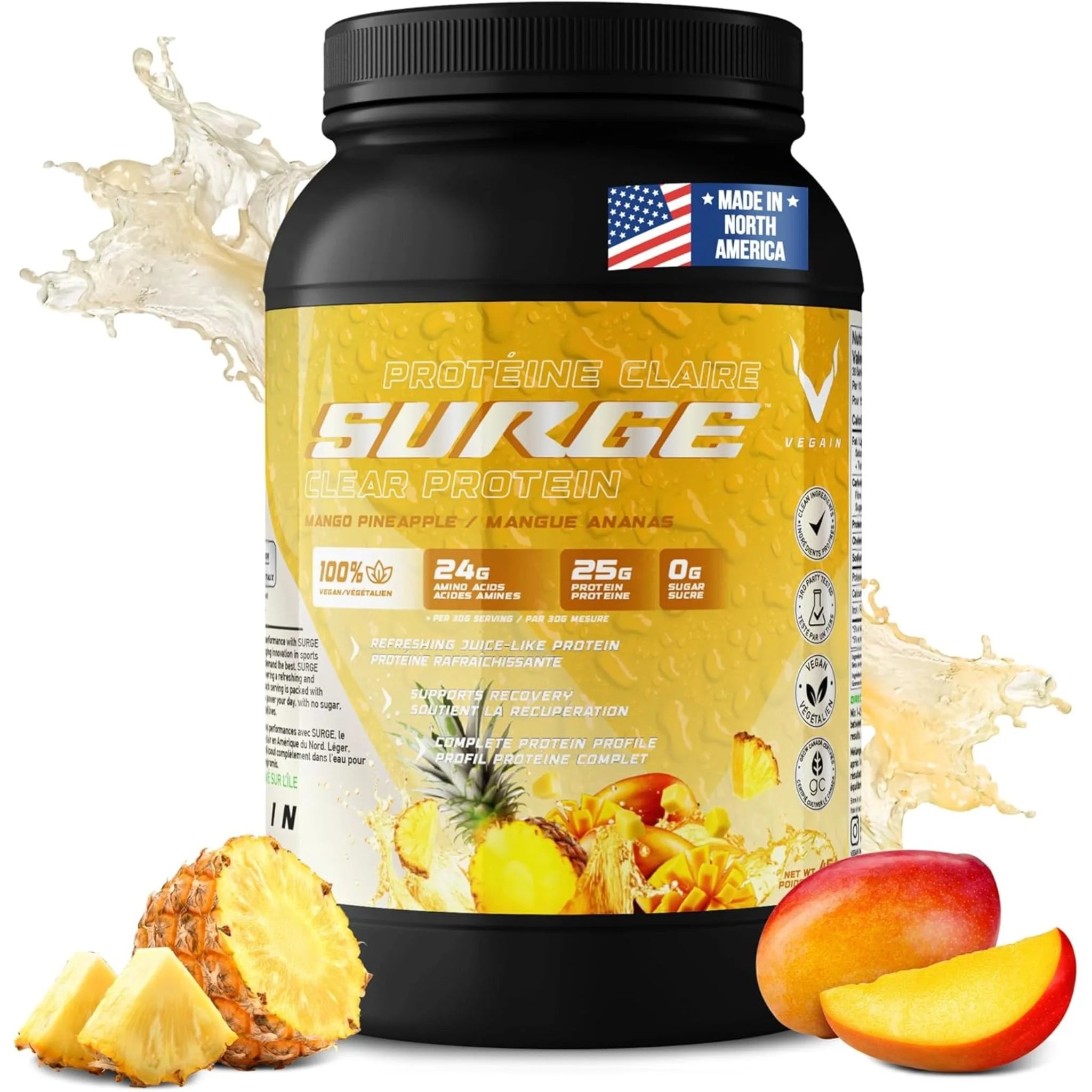 VEGAIN SURGE Clear Vegan Isolate Mango Pineapple 454g - Nature's Source Inc
