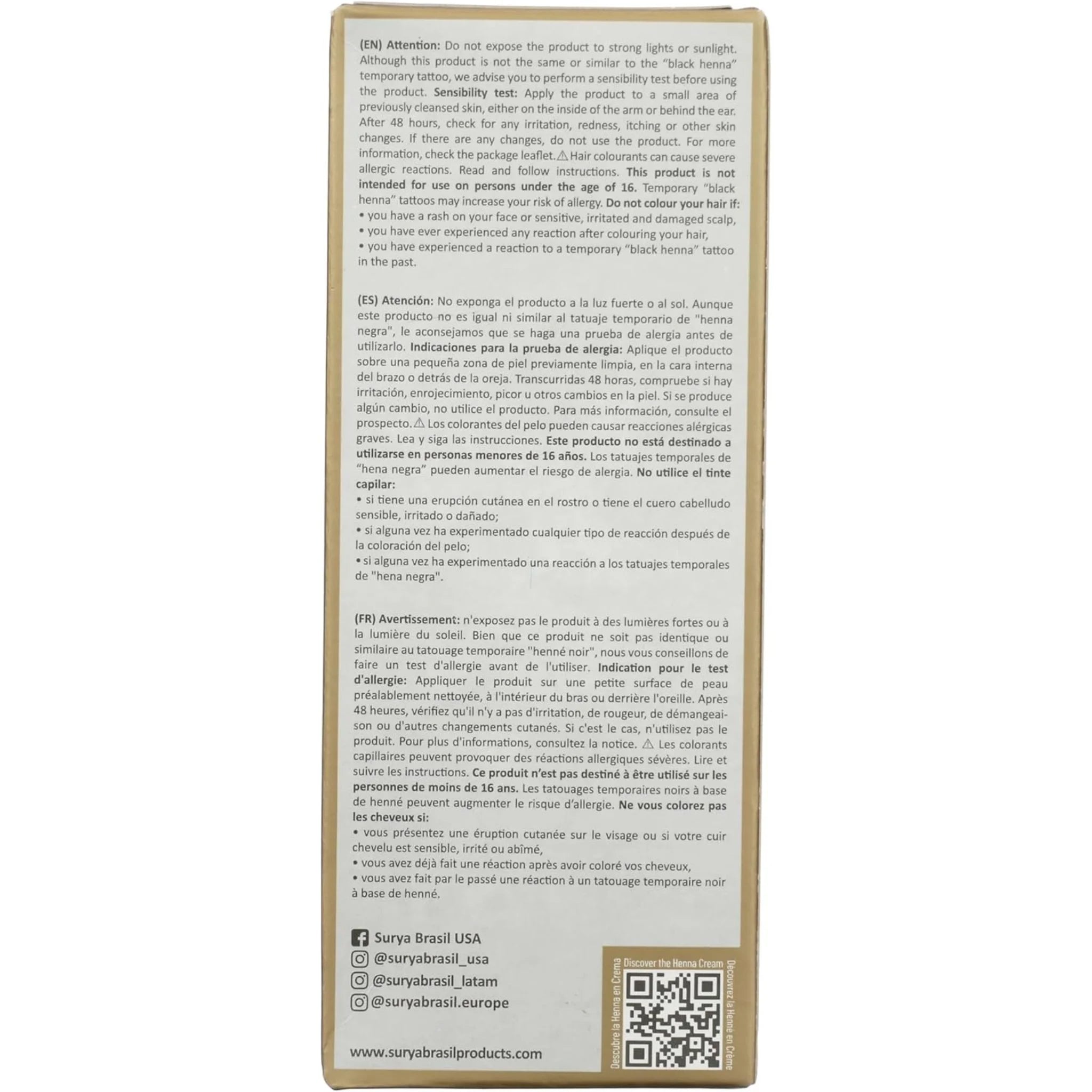 Surya Brasil Henna Cream Light Brown 2.37oz - Nature's Source Inc