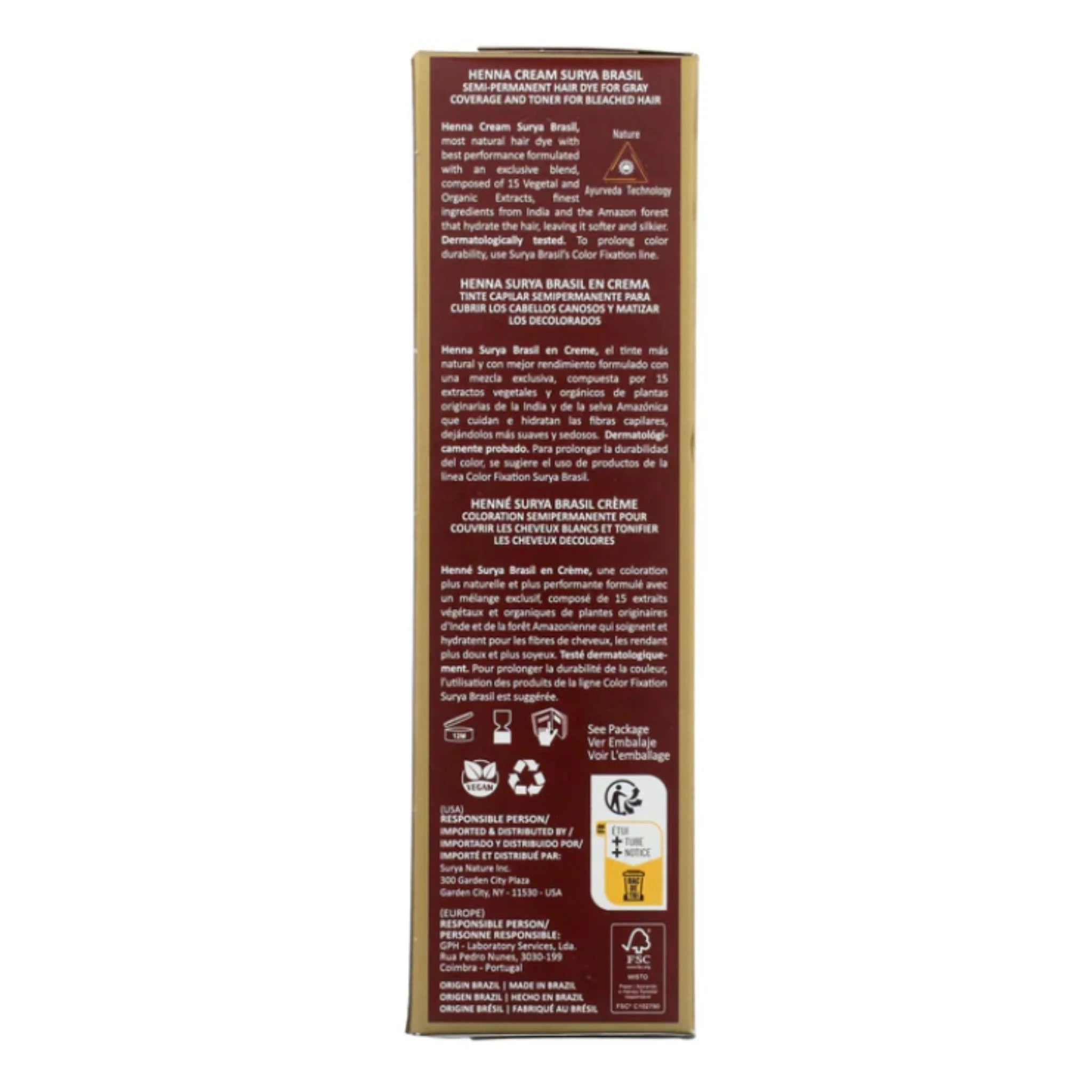 Surya Brasil Henna Cream Dark Brown (2.31 oz) - Nature's Source Inc