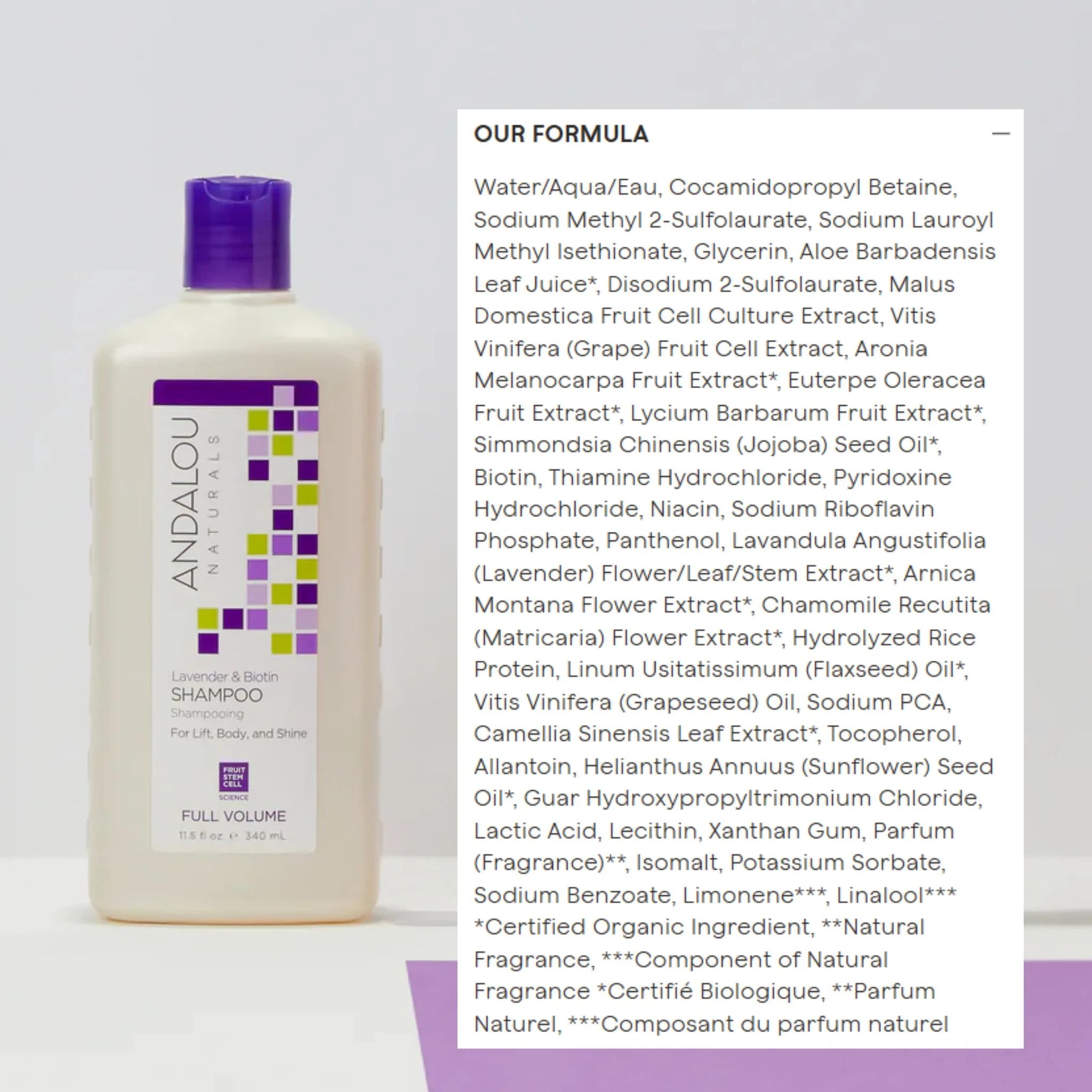 Andalou Naturals Lavender Biotin Volume Shampoo - 340ml