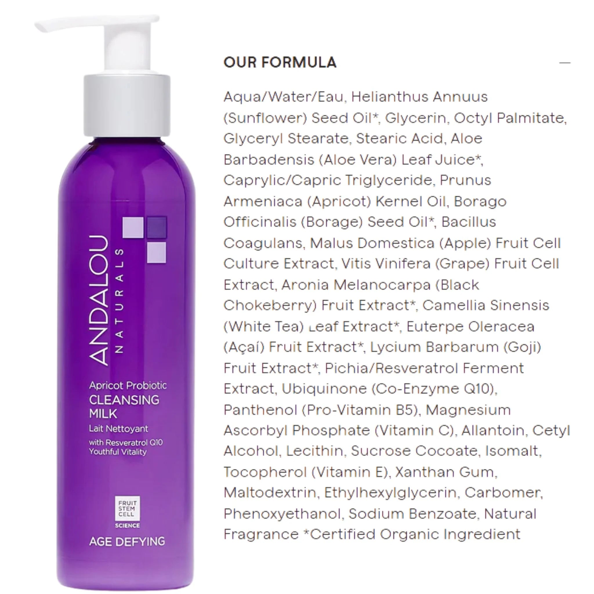 Andalou Naturals Age Defying Apricot Probiotic Cleansing Milk - 178ml