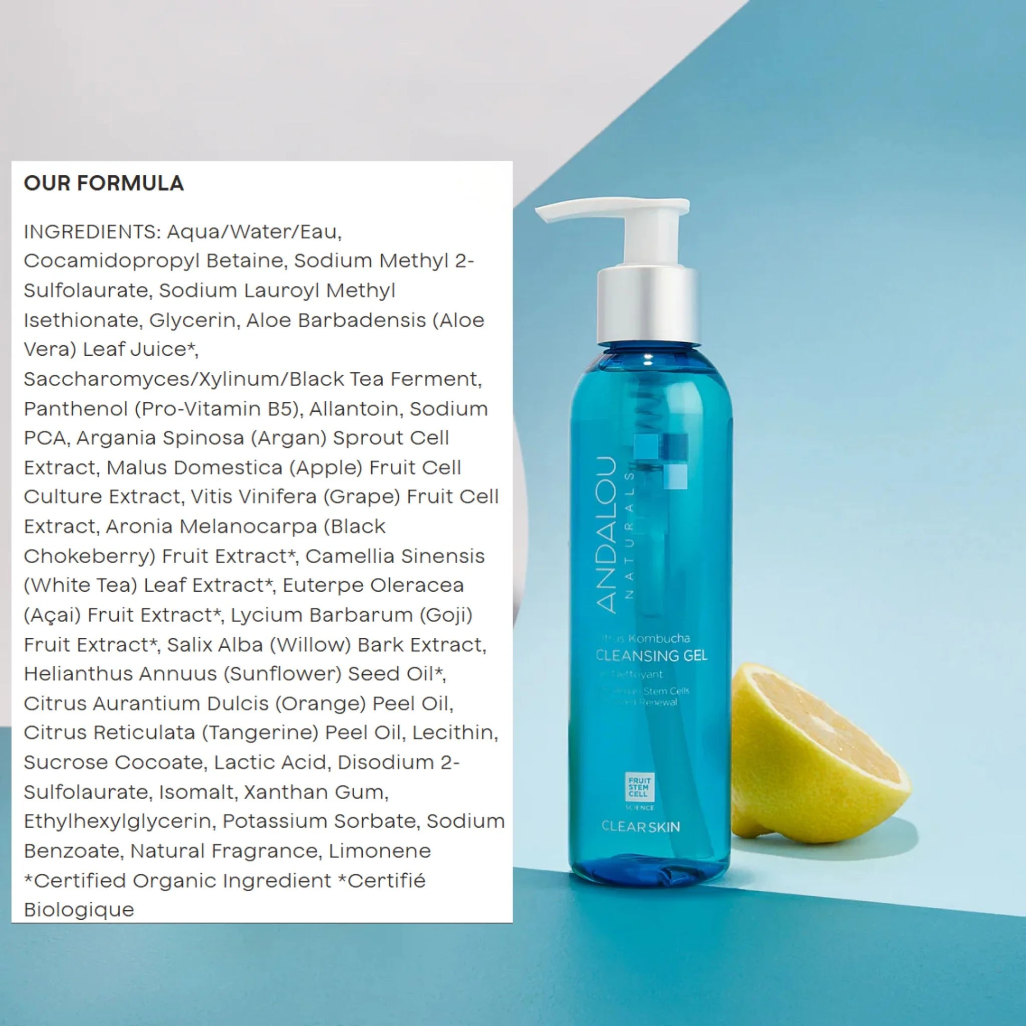 Andalou Naturals Clear Skin Citrus Kombucha Cleansing Gel - 178ml
