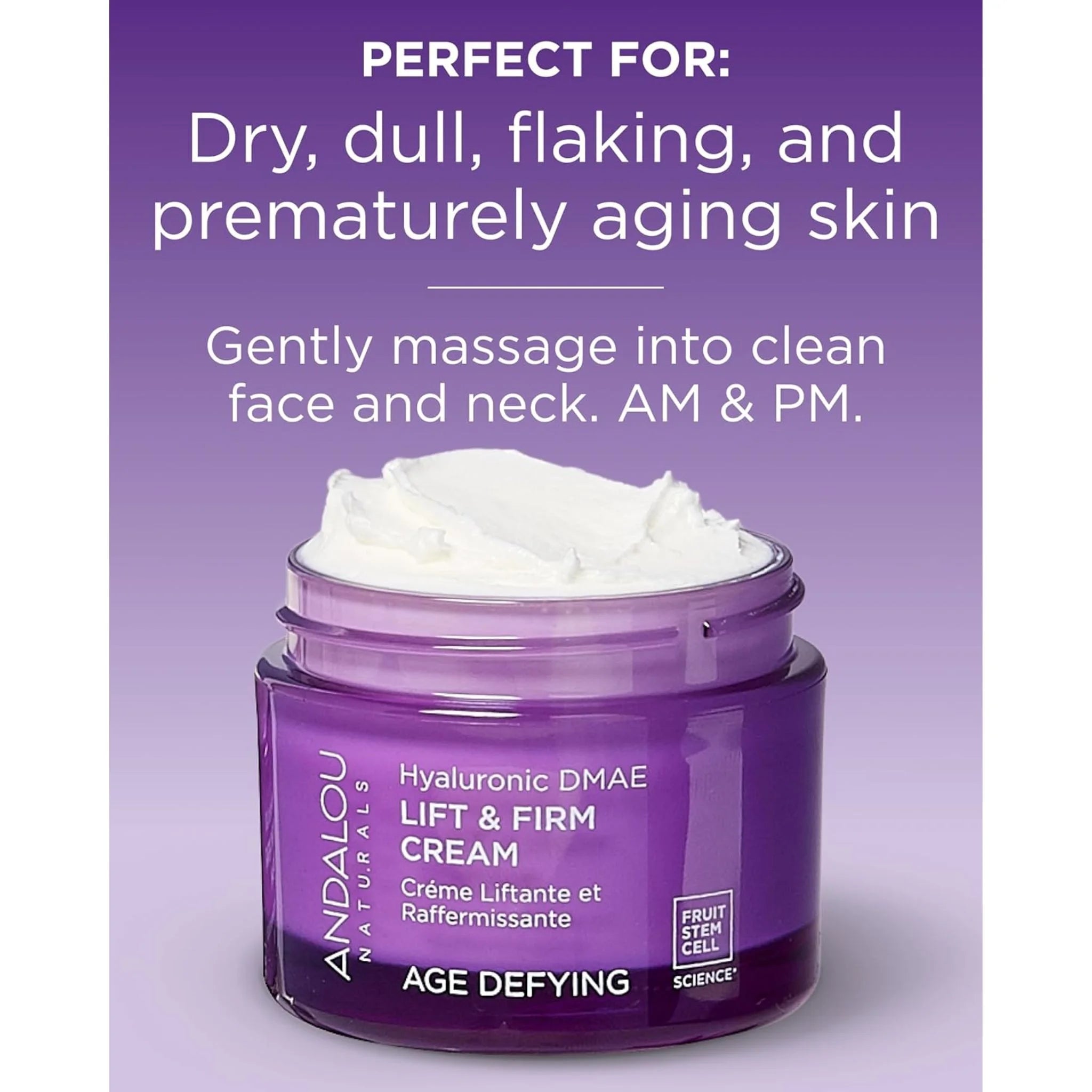 Andalou Naturals Age Defying Hyaluronic DMAE Lift & Firm Cream - 56g