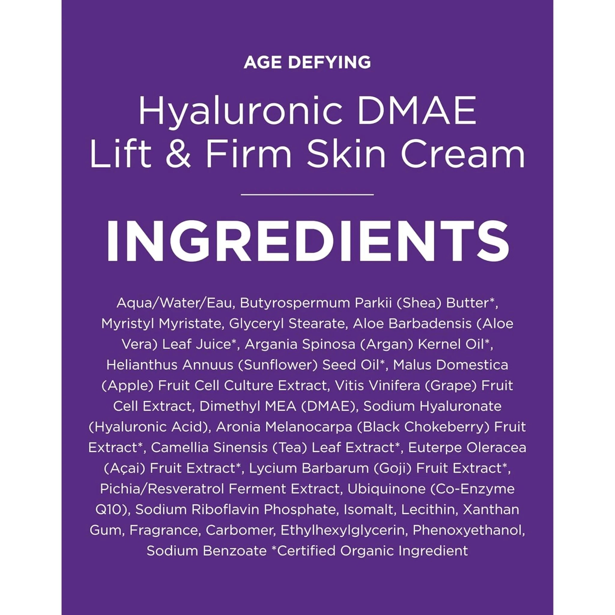 Andalou Naturals Age Defying Hyaluronic DMAE Lift & Firm Cream - 56g