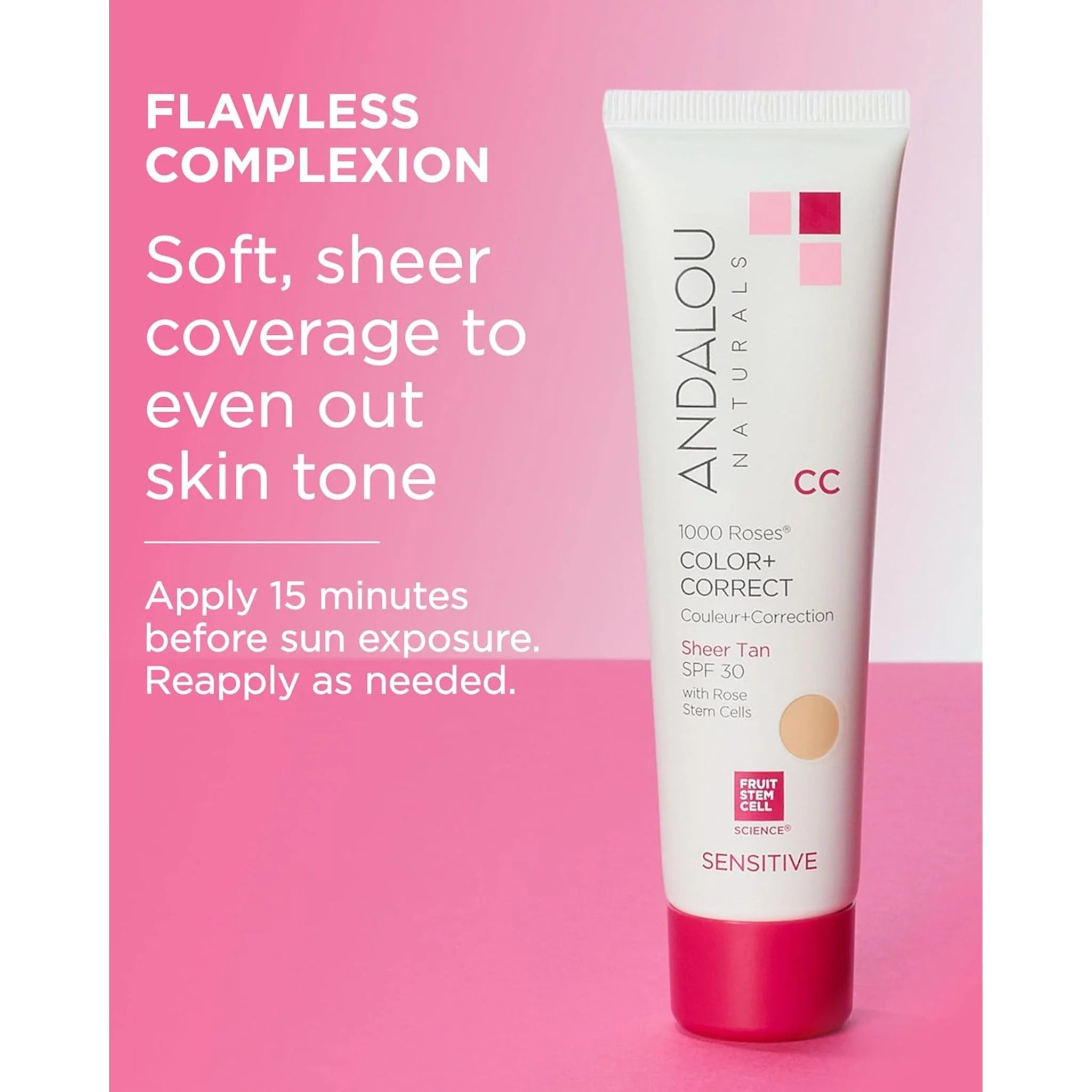 Andalou Naturals 1000 Roses Colour & Correct Sheer Tan SPF30 - 58ml