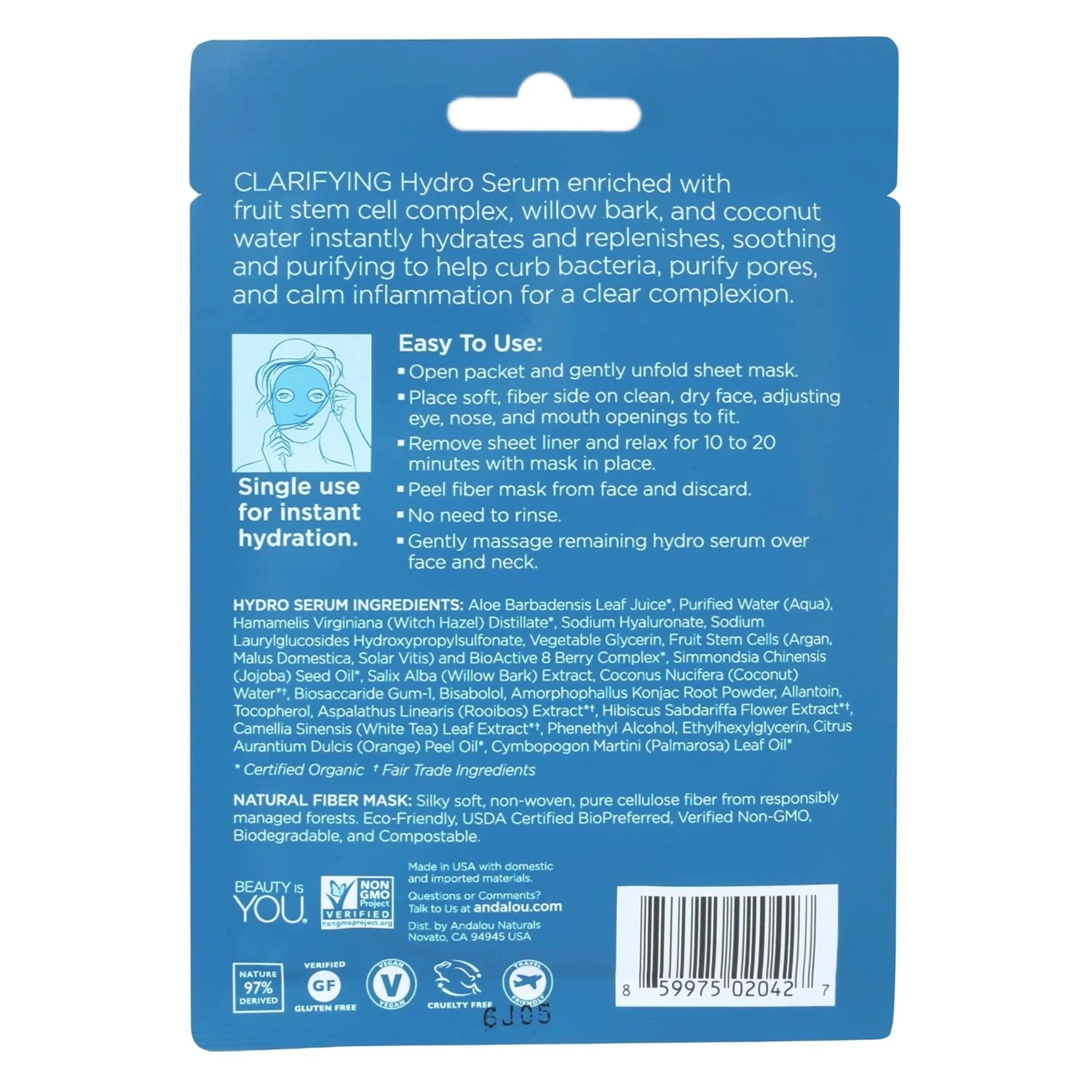 Andalou Clarifying Hydro Facial Mask 18ml
