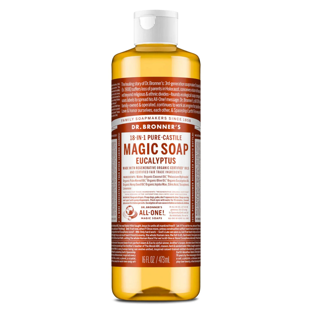 Dr. Bronner's 18-in-1 Hemp Eucalyptus Pure Castile Soap - 473ml